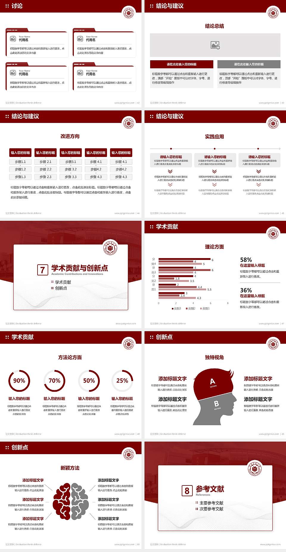 闽南师范大学论文答辩标准PPT模板4:3格式幻灯片预览图6