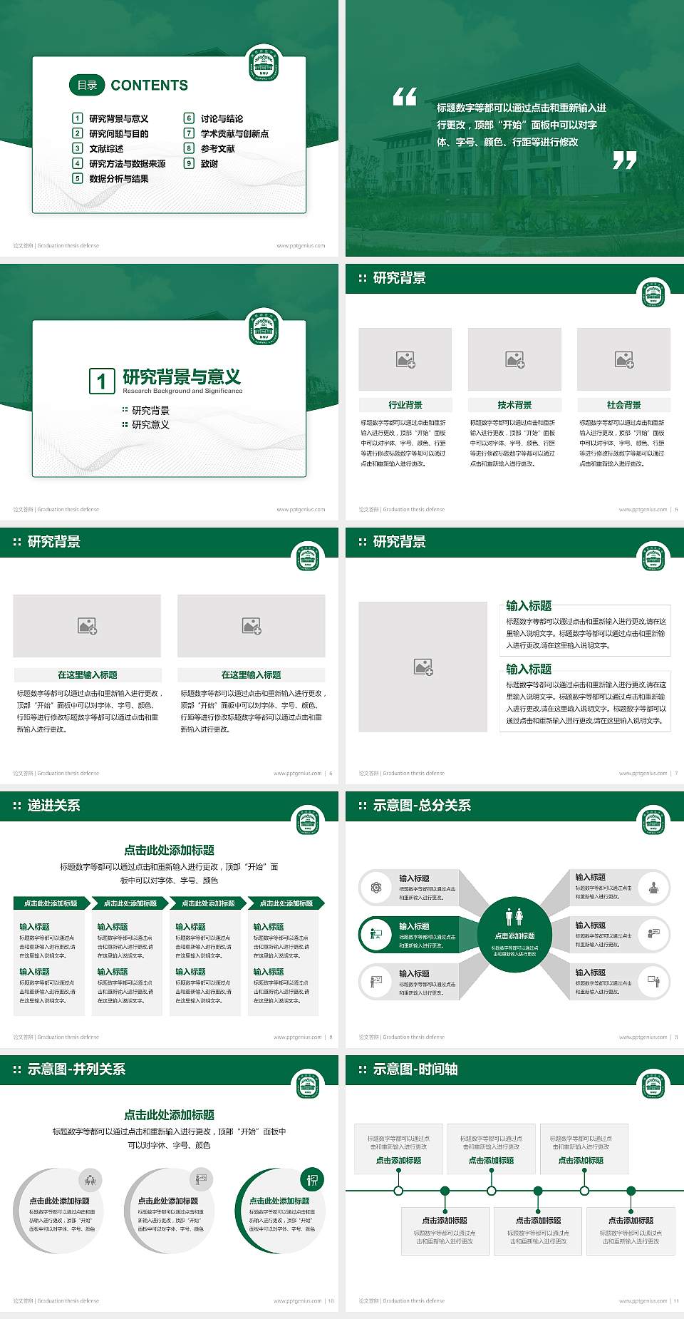南京师范大学中北学院论文答辩标准PPT模板4:3格式幻灯片预览图2