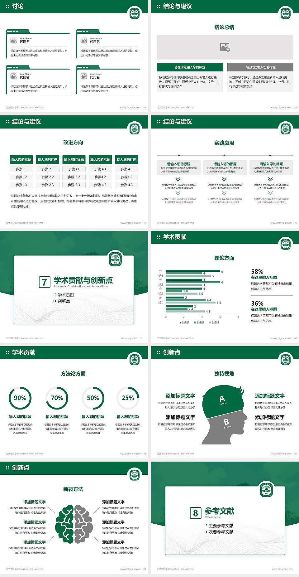 南京师范大学中北学院论文答辩标准PPT模板4:3格式幻灯片预览图6