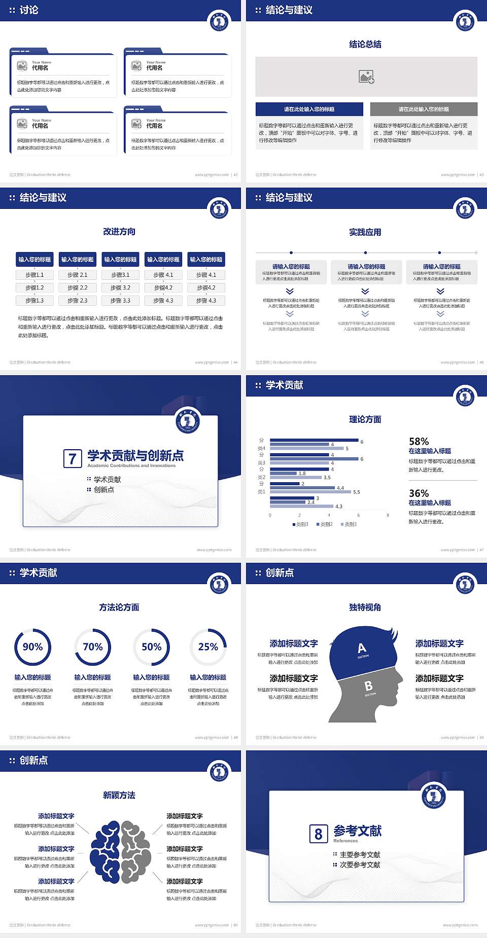 铜仁学院论文答辩标准PPT模板4:3格式幻灯片预览图6