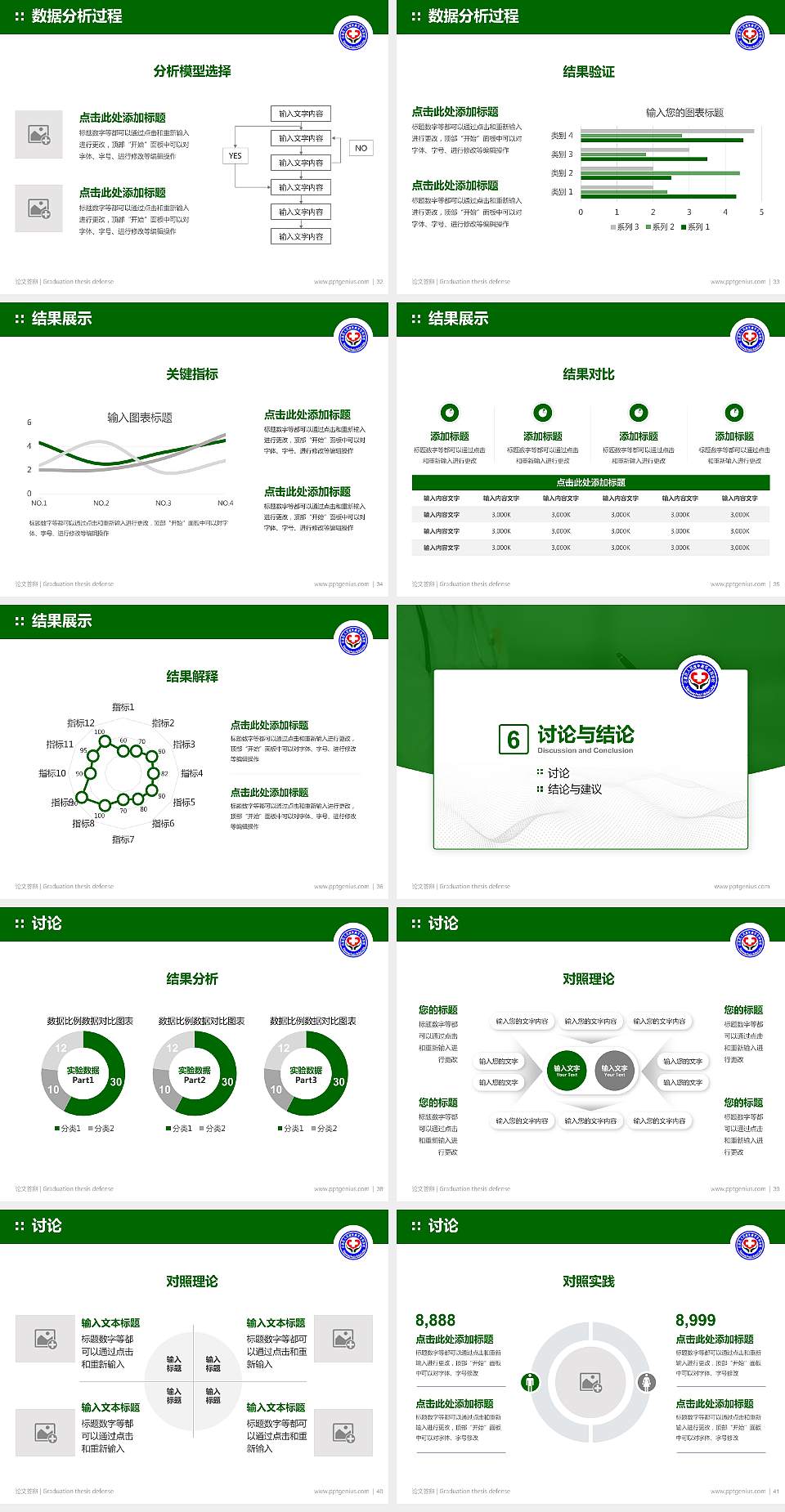 石家庄人民医学高等专科学校论文答辩标准PPT模板4:3格式幻灯片预览图5