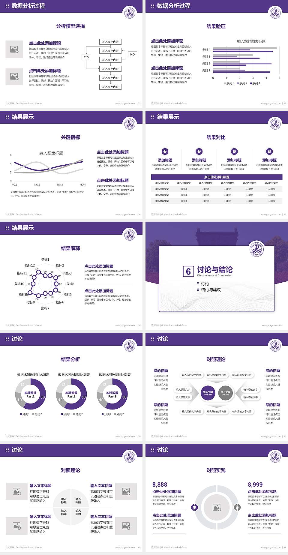 镇江市高等专科学校论文答辩标准PPT模板4:3格式幻灯片预览图5