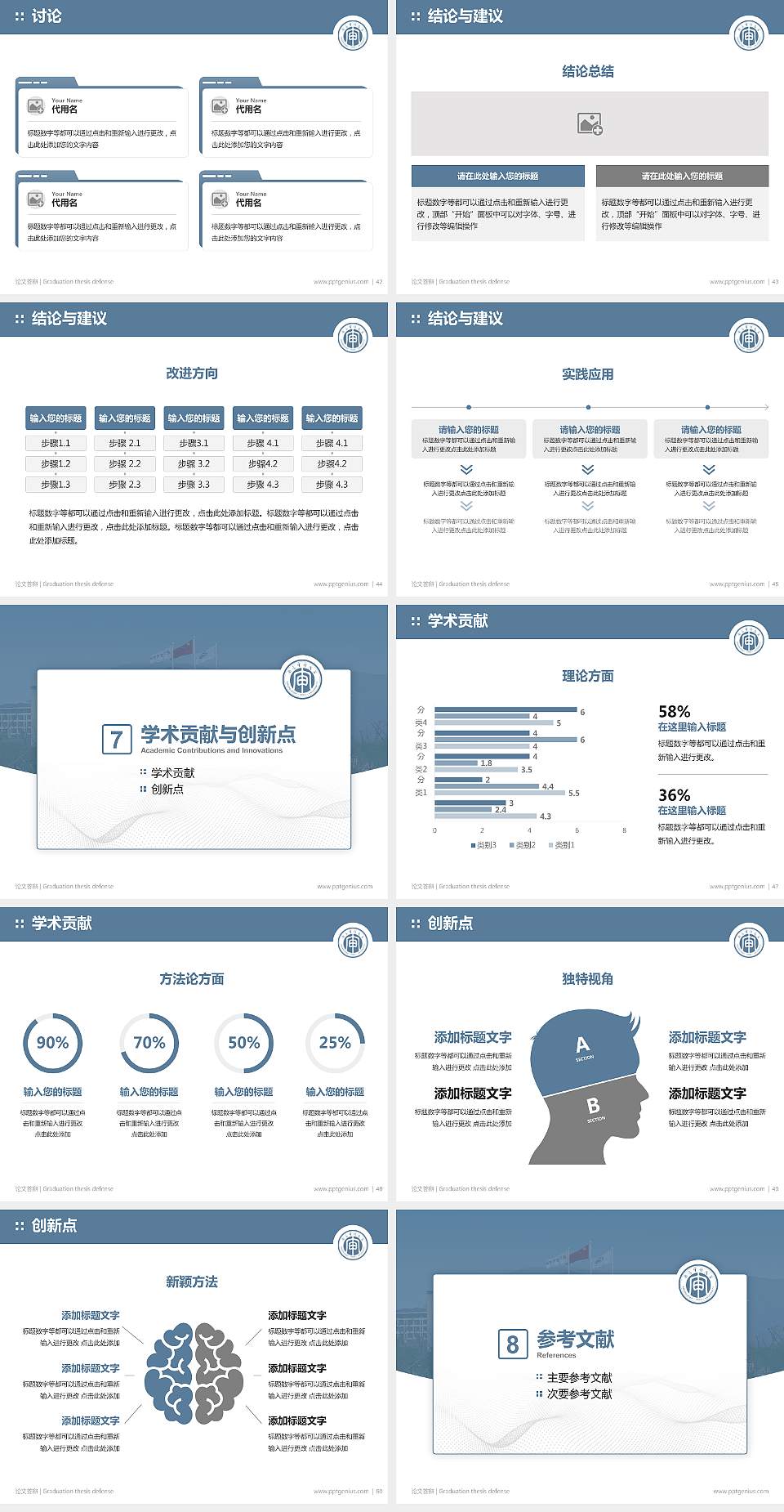 南京审计大学论文答辩标准PPT模板4:3格式幻灯片预览图6