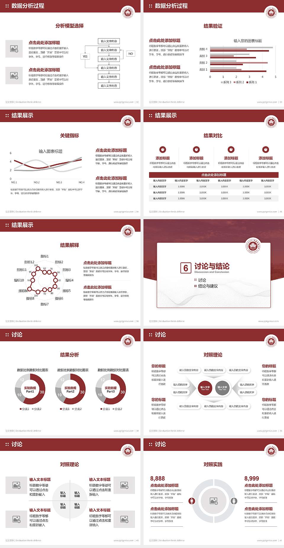 西藏民族大学论文答辩标准PPT模板4:3格式幻灯片预览图5