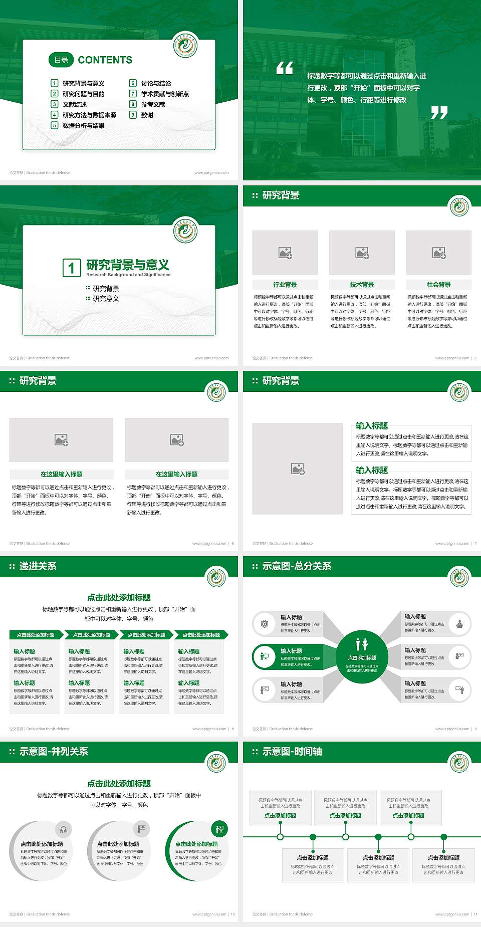 福建农林大学论文答辩标准PPT模板4:3格式幻灯片预览图2