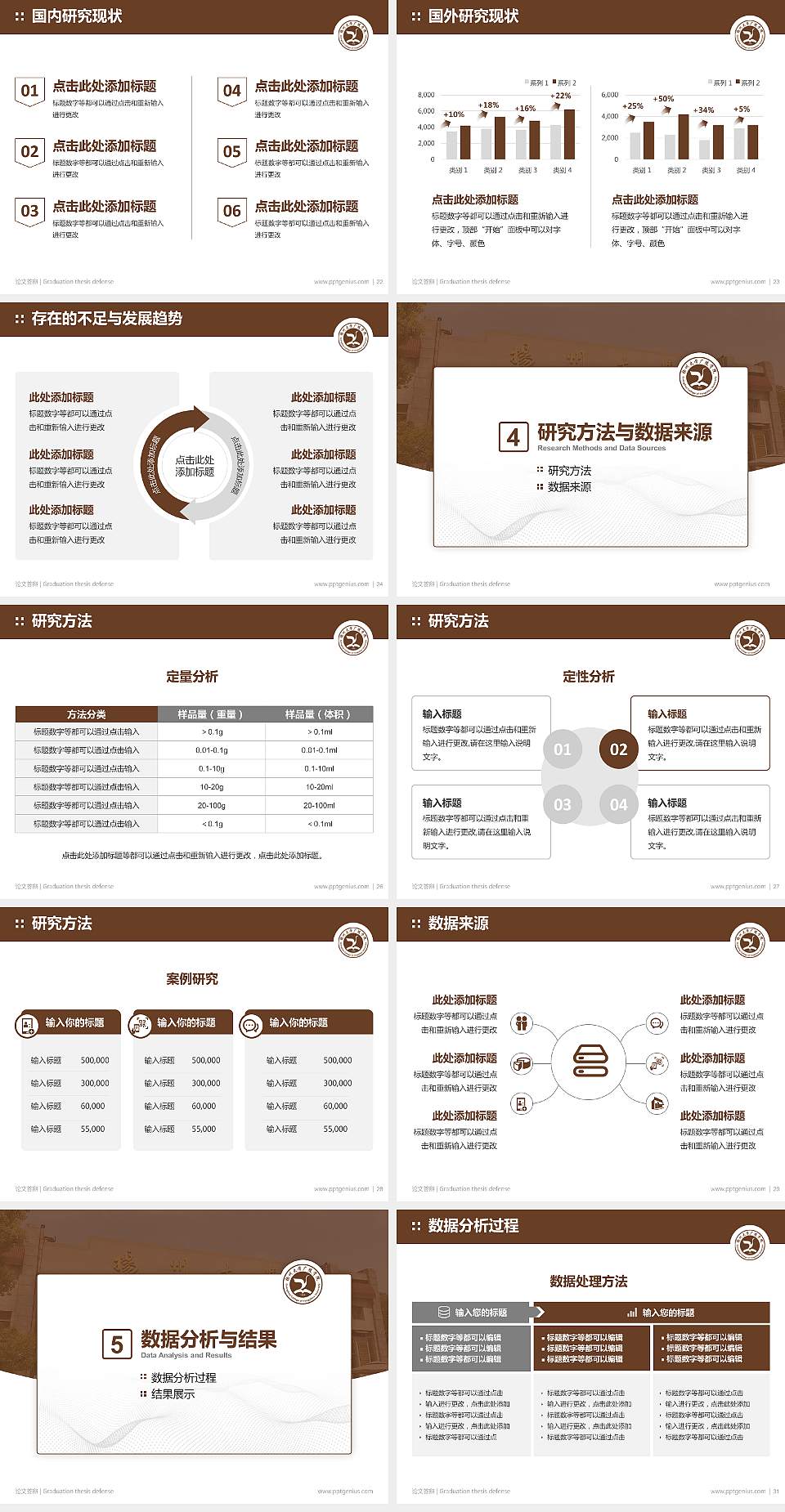 扬州大学广陵学院论文答辩标准PPT模板4:3格式幻灯片预览图4