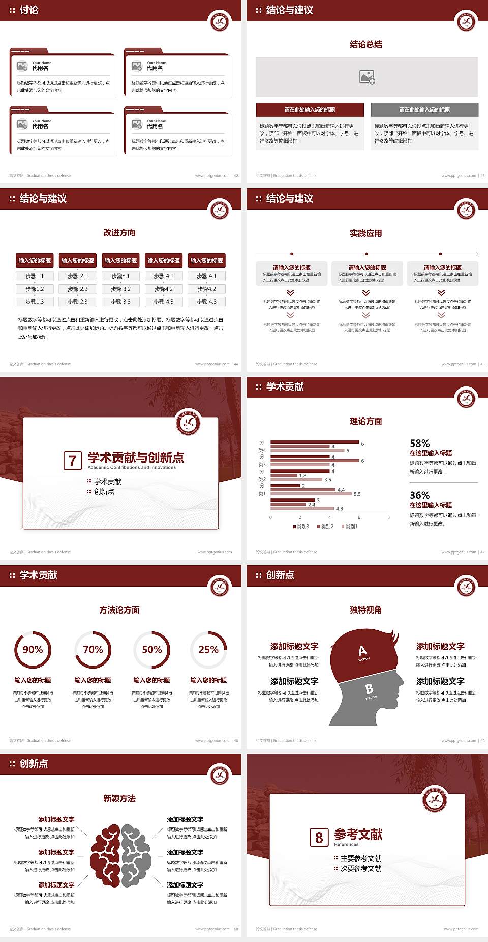 咸阳师范学院论文答辩标准PPT模板4:3格式幻灯片预览图6