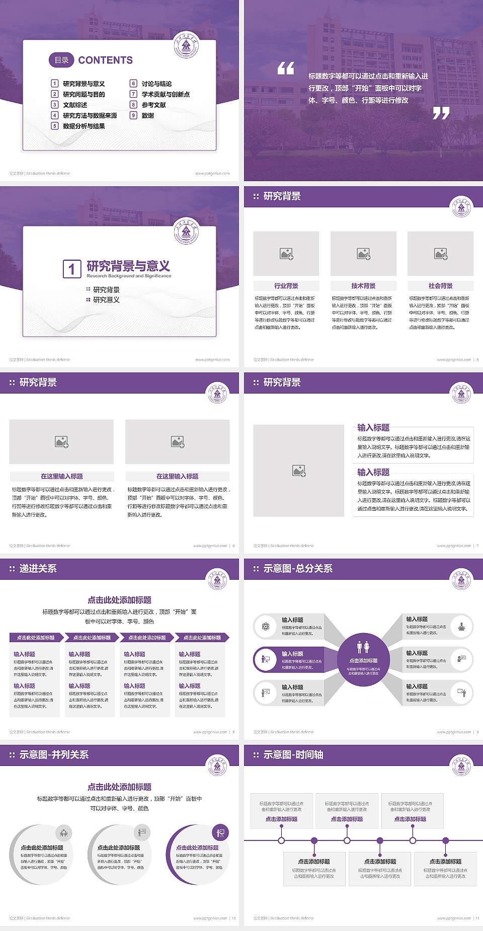 上饶师范学院论文答辩标准PPT模板4:3格式幻灯片预览图2