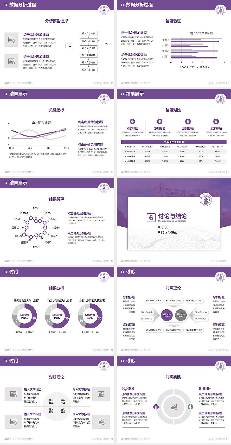 上饶师范学院论文答辩标准PPT模板4:3格式幻灯片预览图5