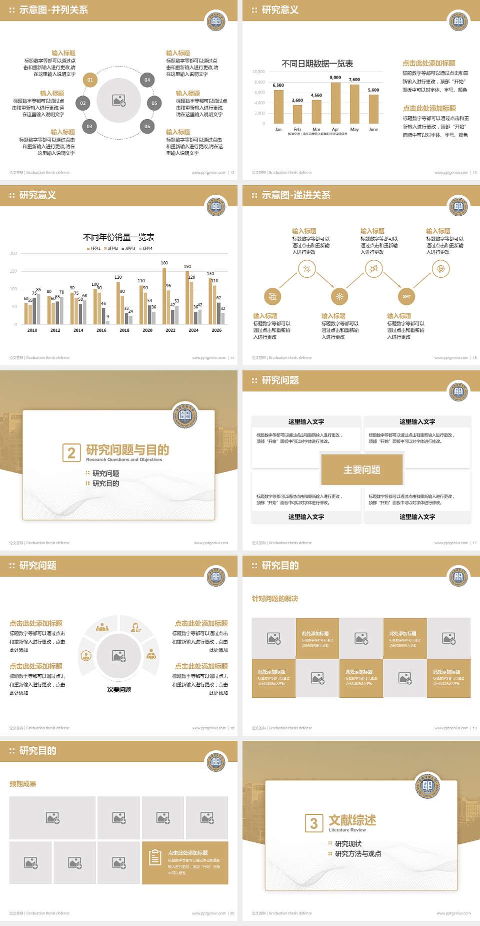 香港浸会大学论文答辩标准PPT模板4:3格式幻灯片预览图3