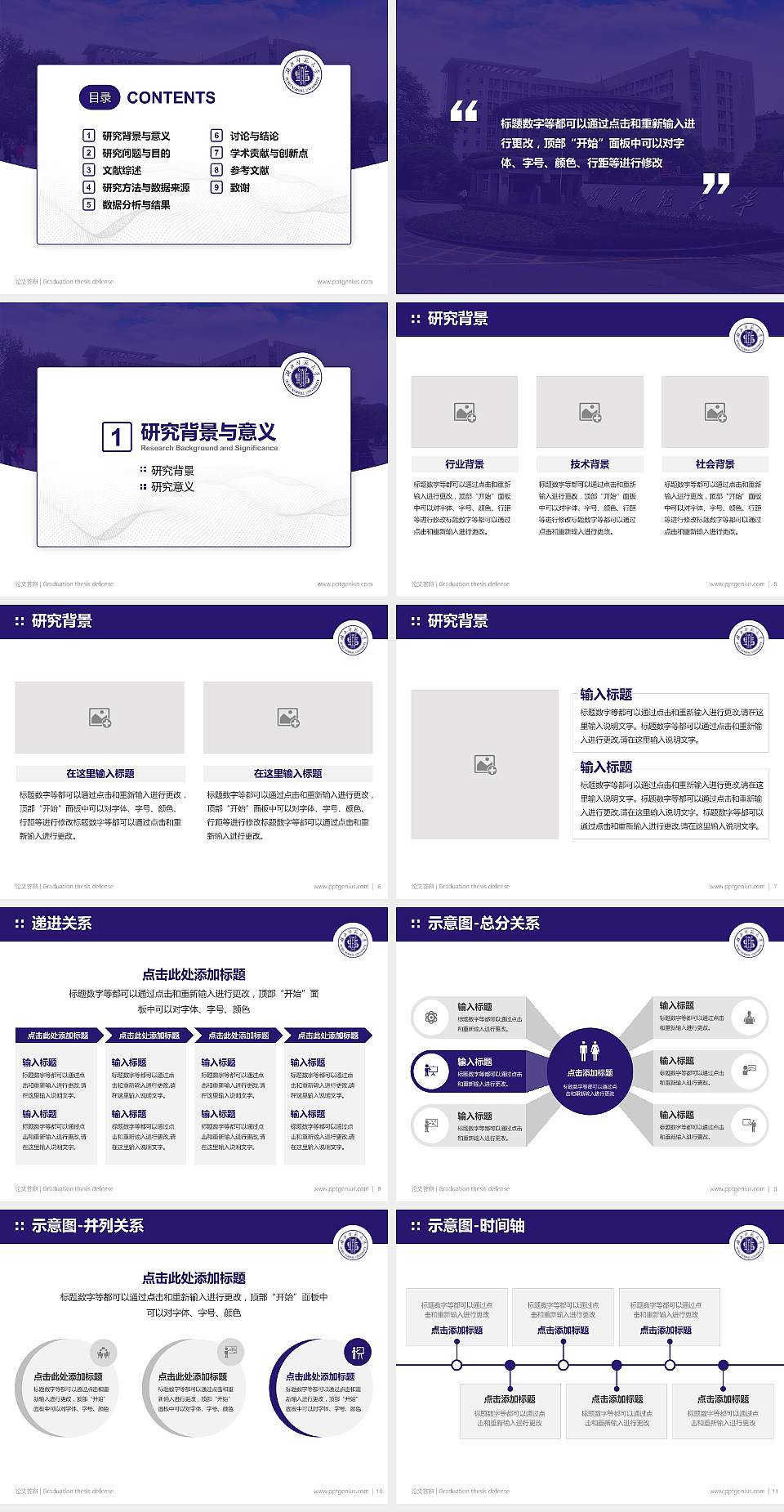 湖北师范大学论文答辩标准PPT模板4:3格式幻灯片预览图2