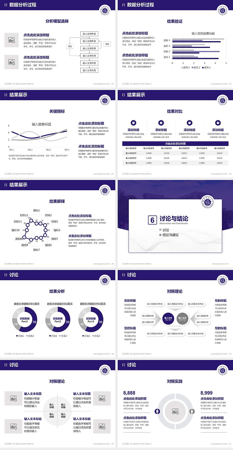 湖北师范大学论文答辩标准PPT模板4:3格式幻灯片预览图5