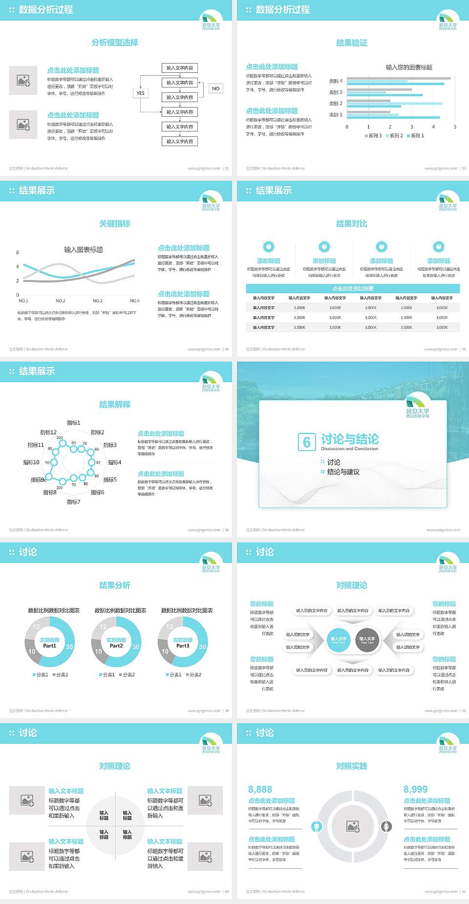 延安大学西安创新学院论文答辩标准PPT模板4:3格式幻灯片预览图5