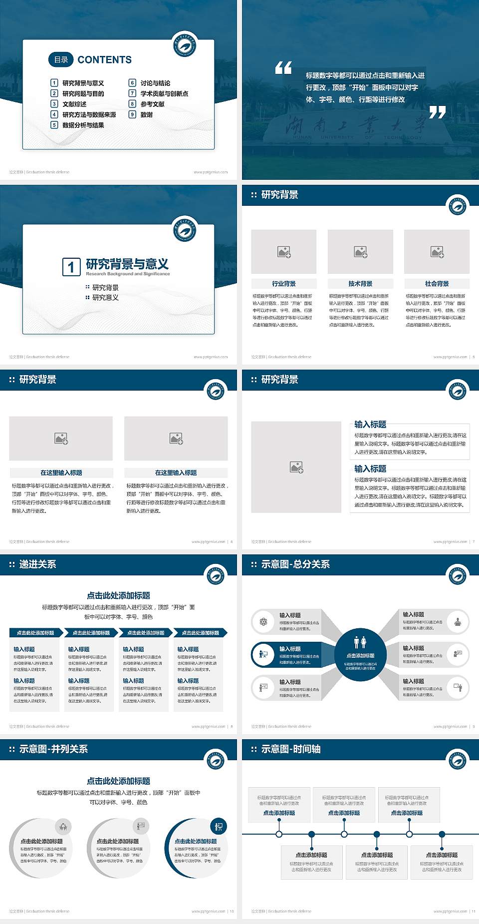 湖南工业大学科技学院论文答辩标准PPT模板4:3格式幻灯片预览图2
