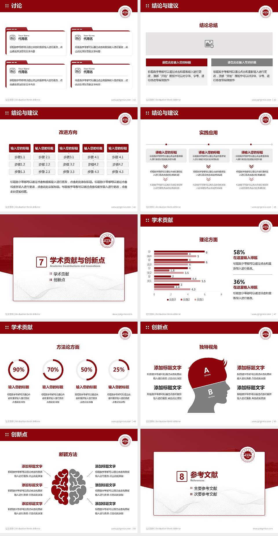 泉州师范学院论文答辩标准PPT模板4:3格式幻灯片预览图6