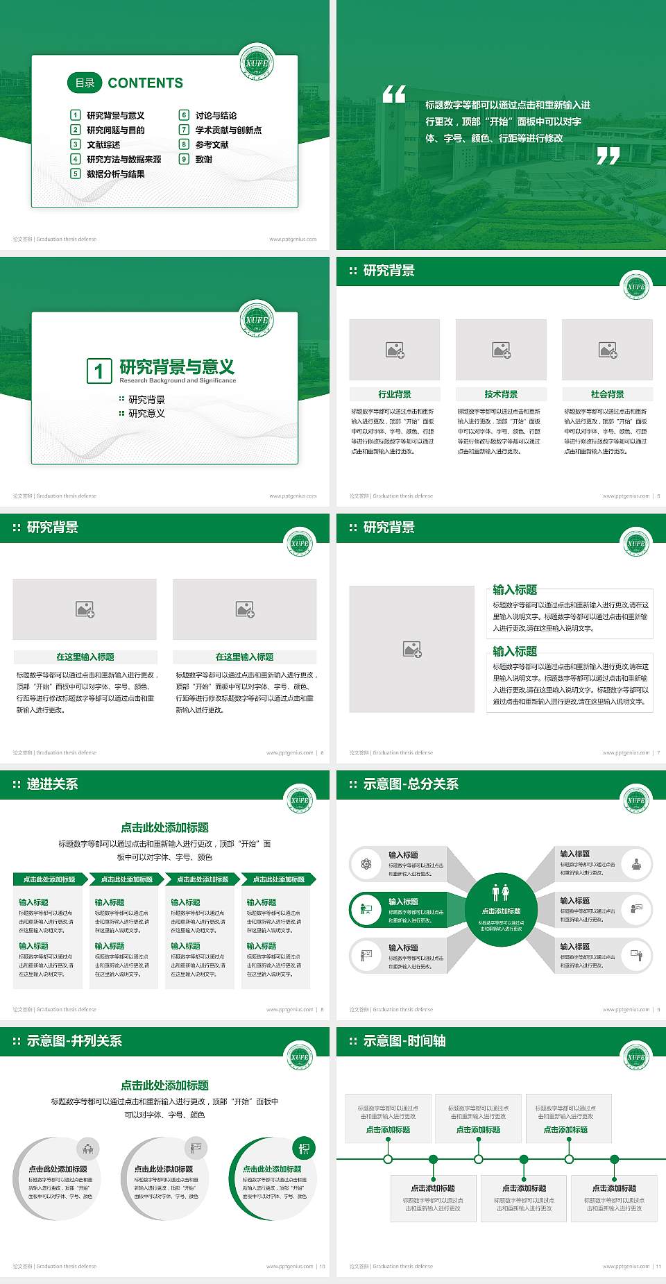 西安财经大学论文答辩标准PPT模板4:3格式幻灯片预览图2