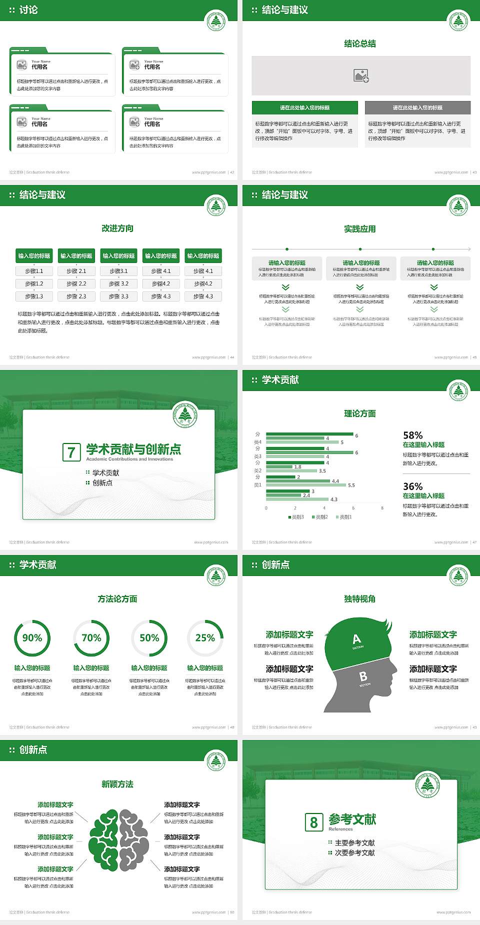 郑州澍青医学高等专科学校论文答辩标准PPT模板4:3格式幻灯片预览图6