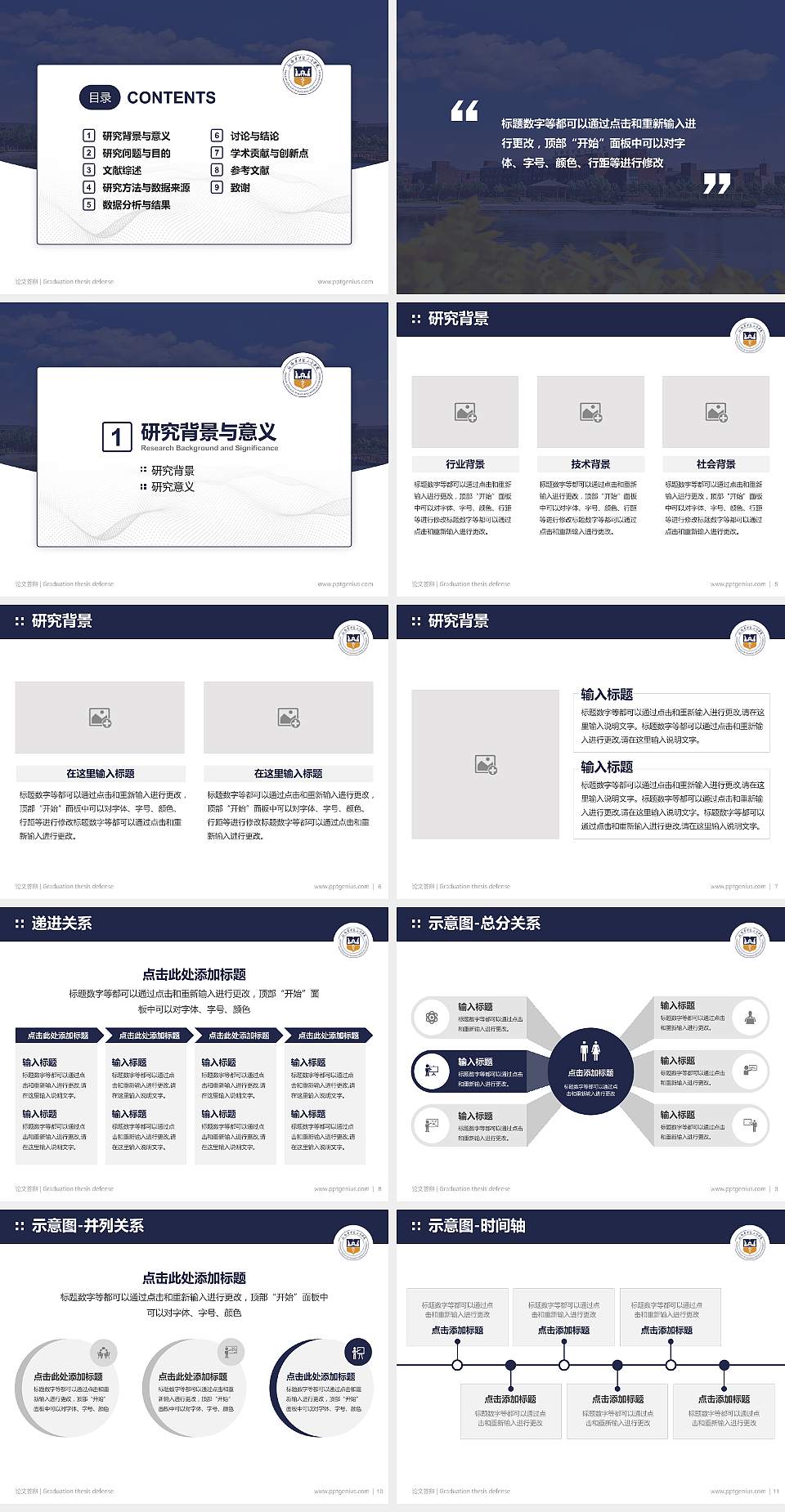新乡医学院三全学院论文答辩标准PPT模板4:3格式幻灯片预览图2