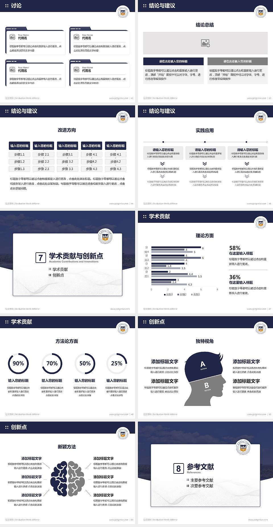 新乡医学院三全学院论文答辩标准PPT模板4:3格式幻灯片预览图6