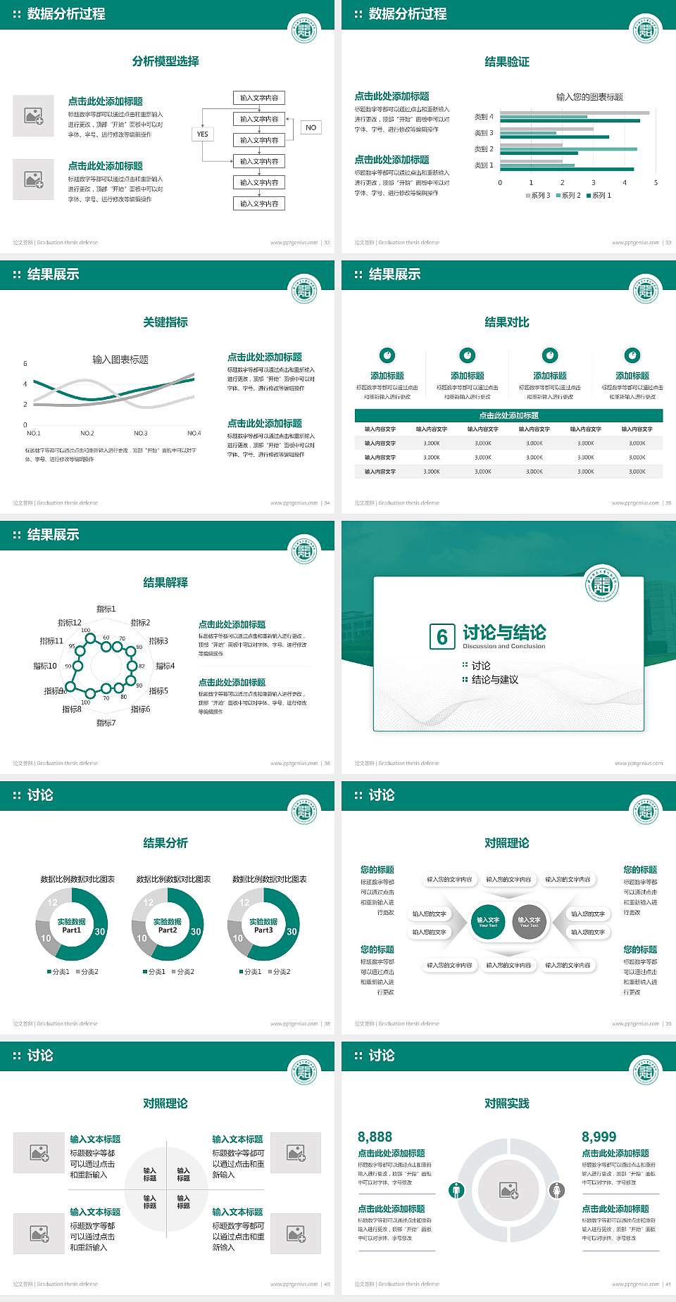 浙江师范大学行知学院论文答辩标准PPT模板4:3格式幻灯片预览图5