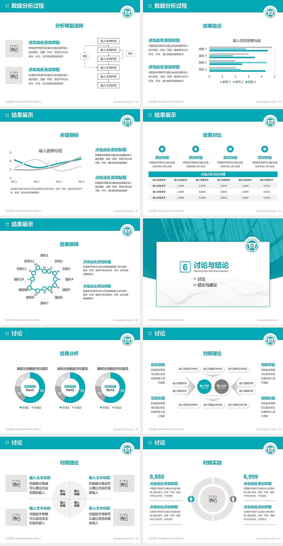 陕西工运学院论文答辩标准PPT模板4:3格式幻灯片预览图5