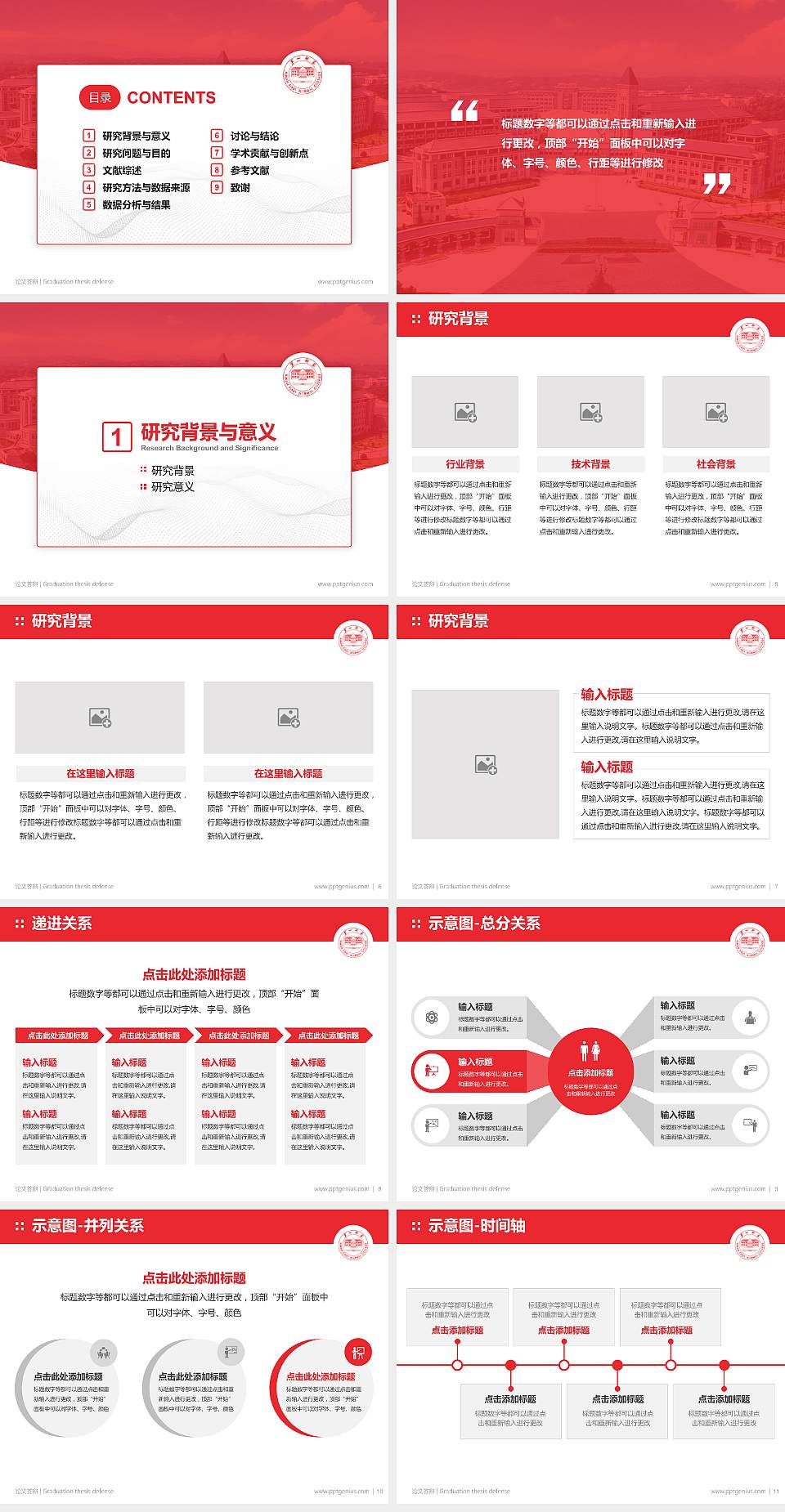 湖南第一师范学院论文答辩标准PPT模板4:3格式幻灯片预览图2