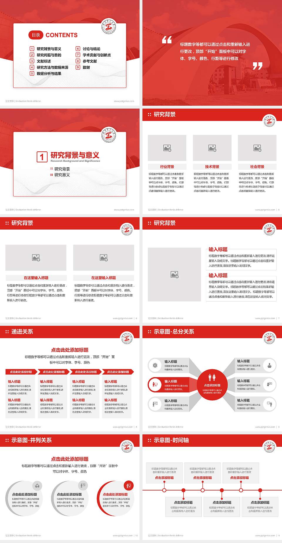 陕西理工大学论文答辩标准PPT模板4:3格式幻灯片预览图2
