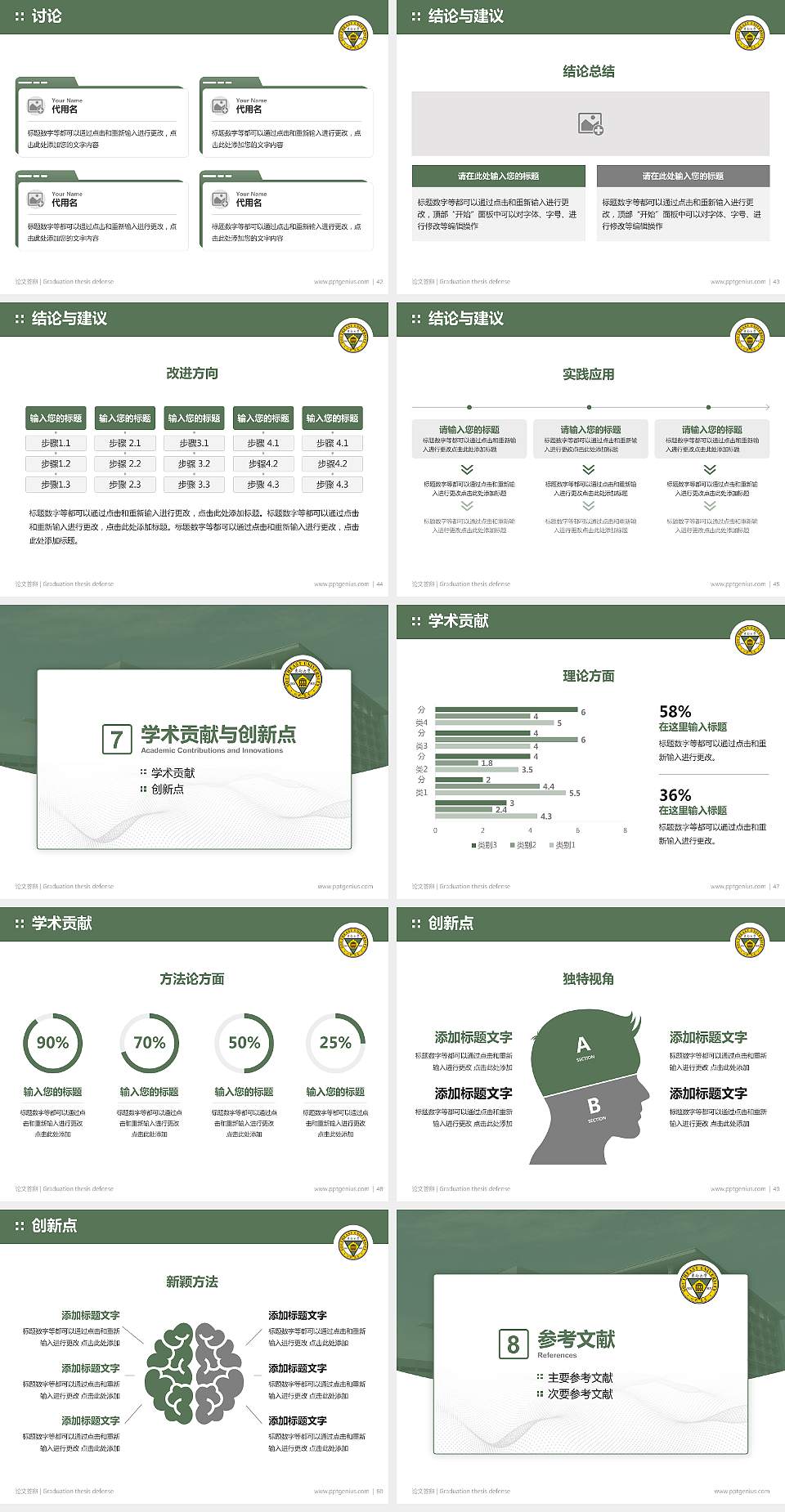 东南大学成贤学院论文答辩标准PPT模板4:3格式幻灯片预览图6