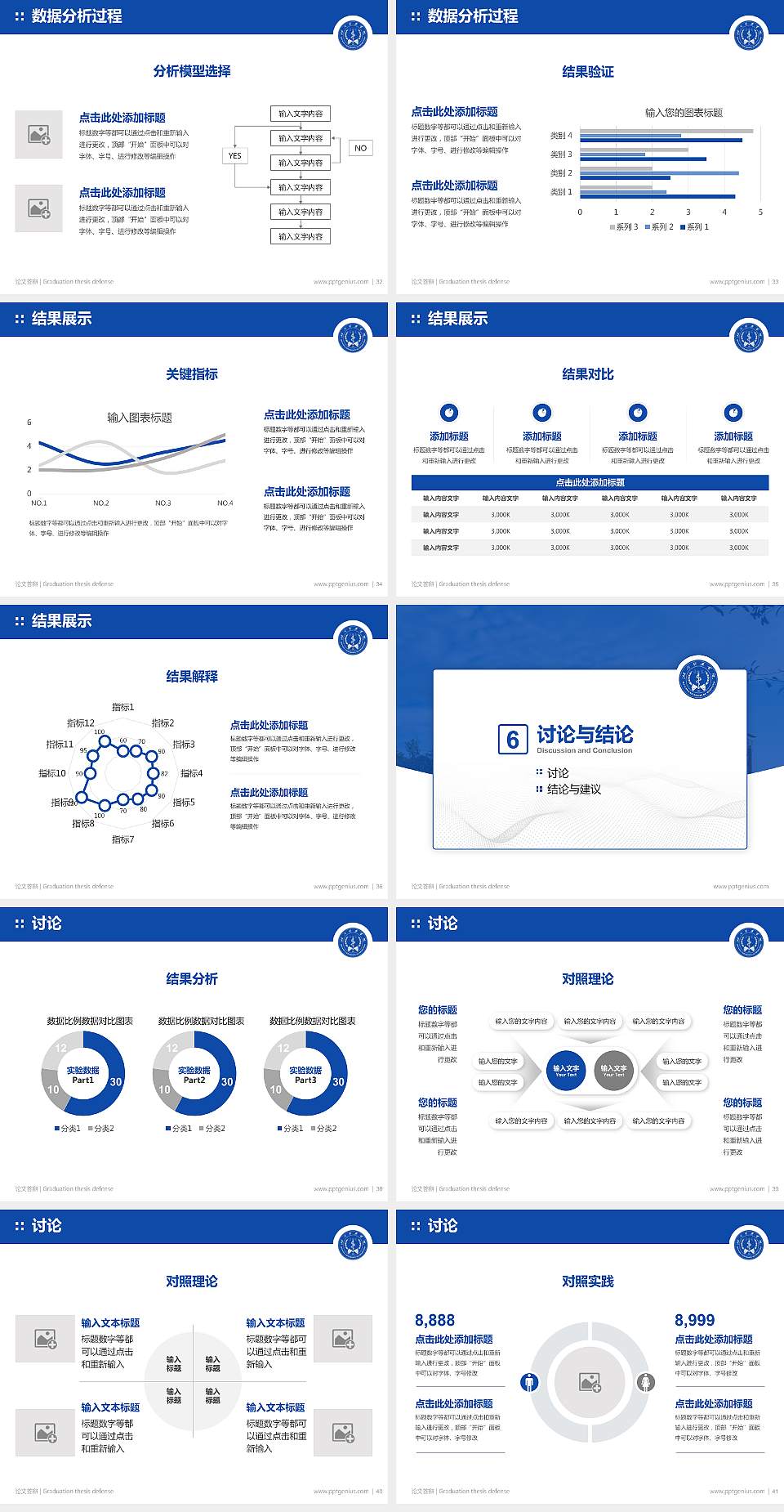 湖南医药学院论文答辩标准PPT模板4:3格式幻灯片预览图5