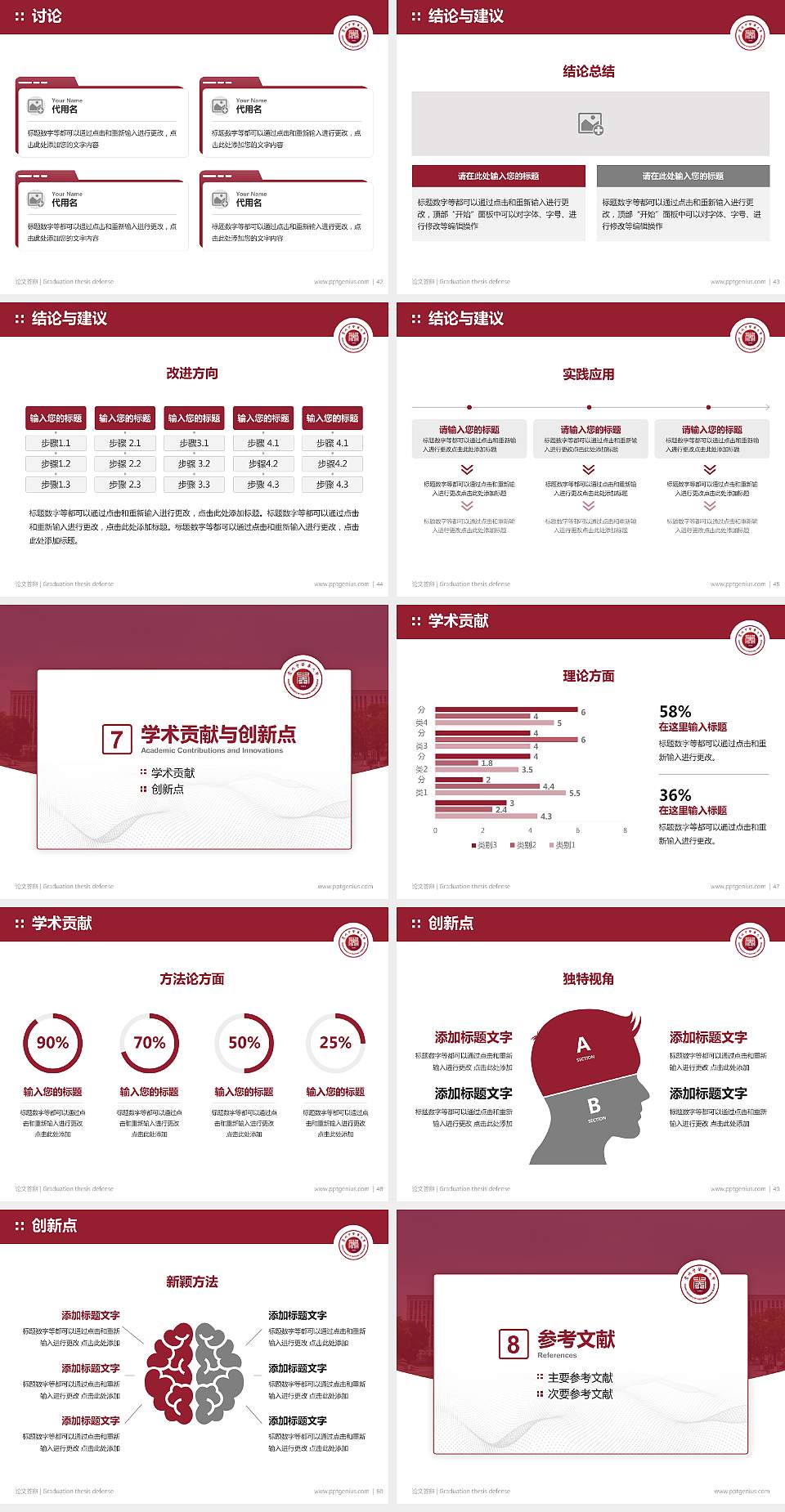 贵州中医药大学论文答辩标准PPT模板4:3格式幻灯片预览图6