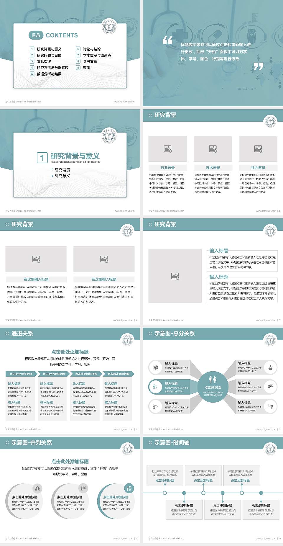 江西医学高等专科学校论文答辩标准PPT模板4:3格式幻灯片预览图2