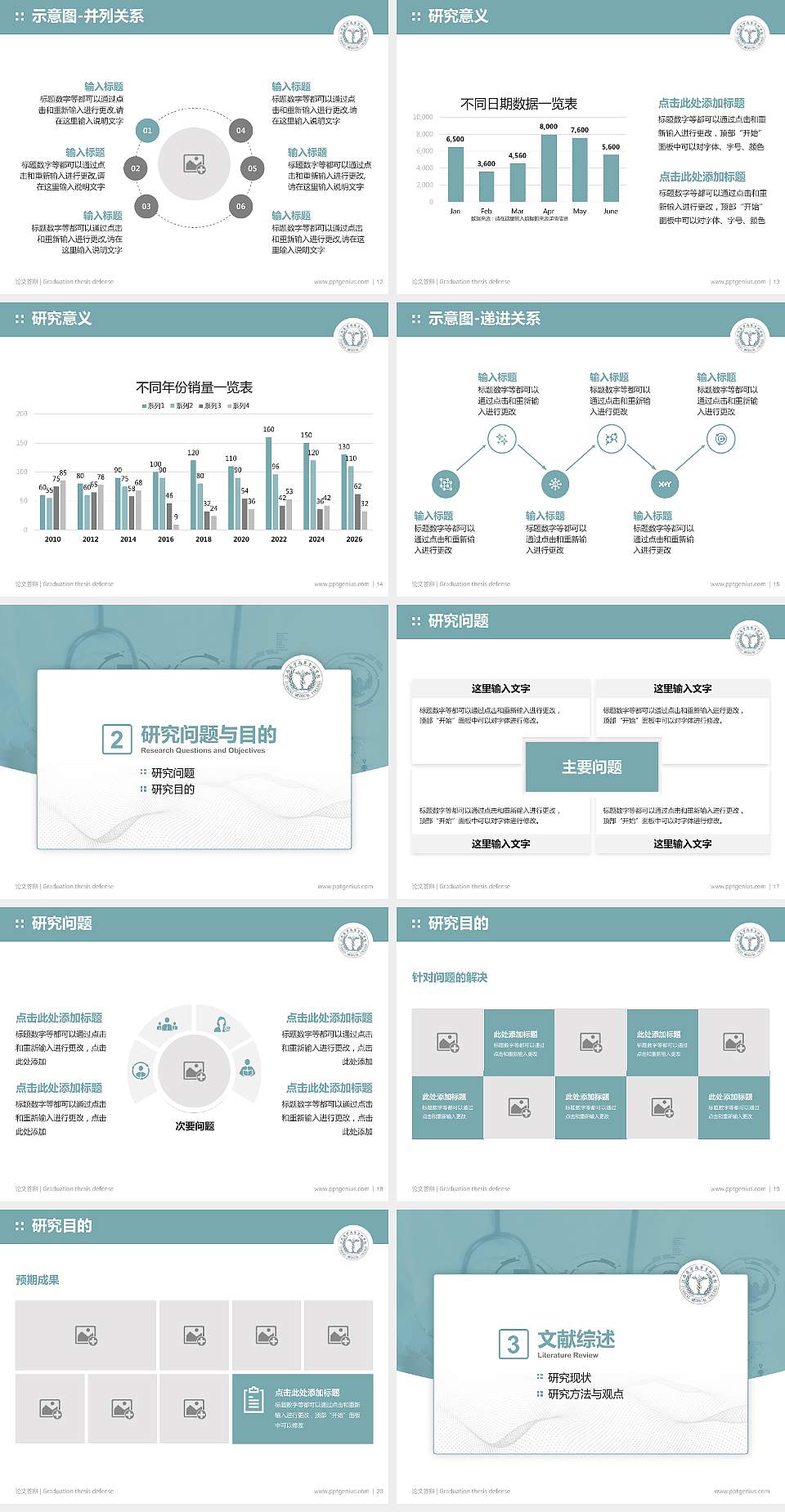 江西医学高等专科学校论文答辩标准PPT模板4:3格式幻灯片预览图3