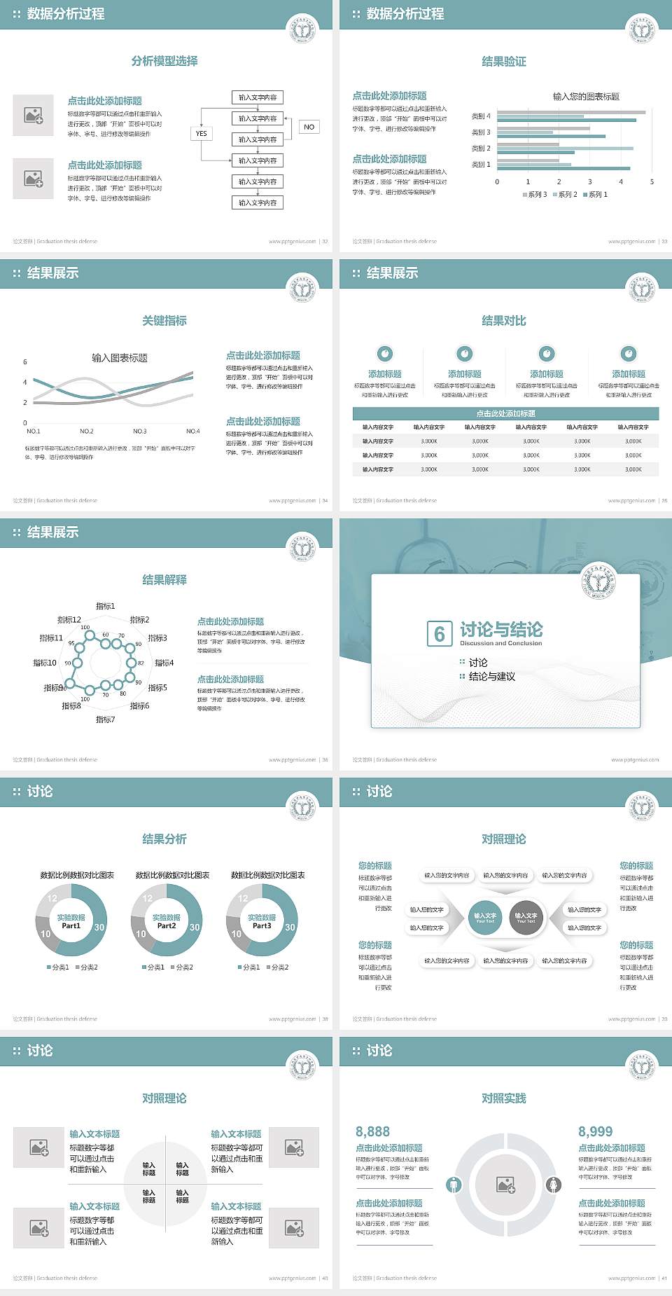 江西医学高等专科学校论文答辩标准PPT模板4:3格式幻灯片预览图5
