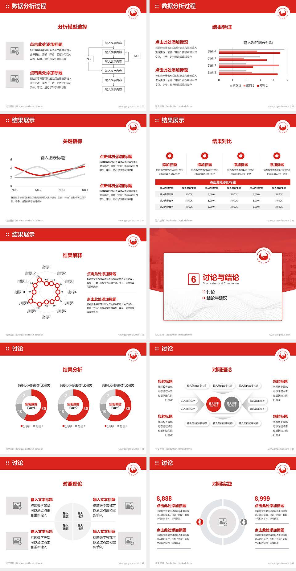 宁波大红鹰学院论文答辩标准PPT模板4:3格式幻灯片预览图5