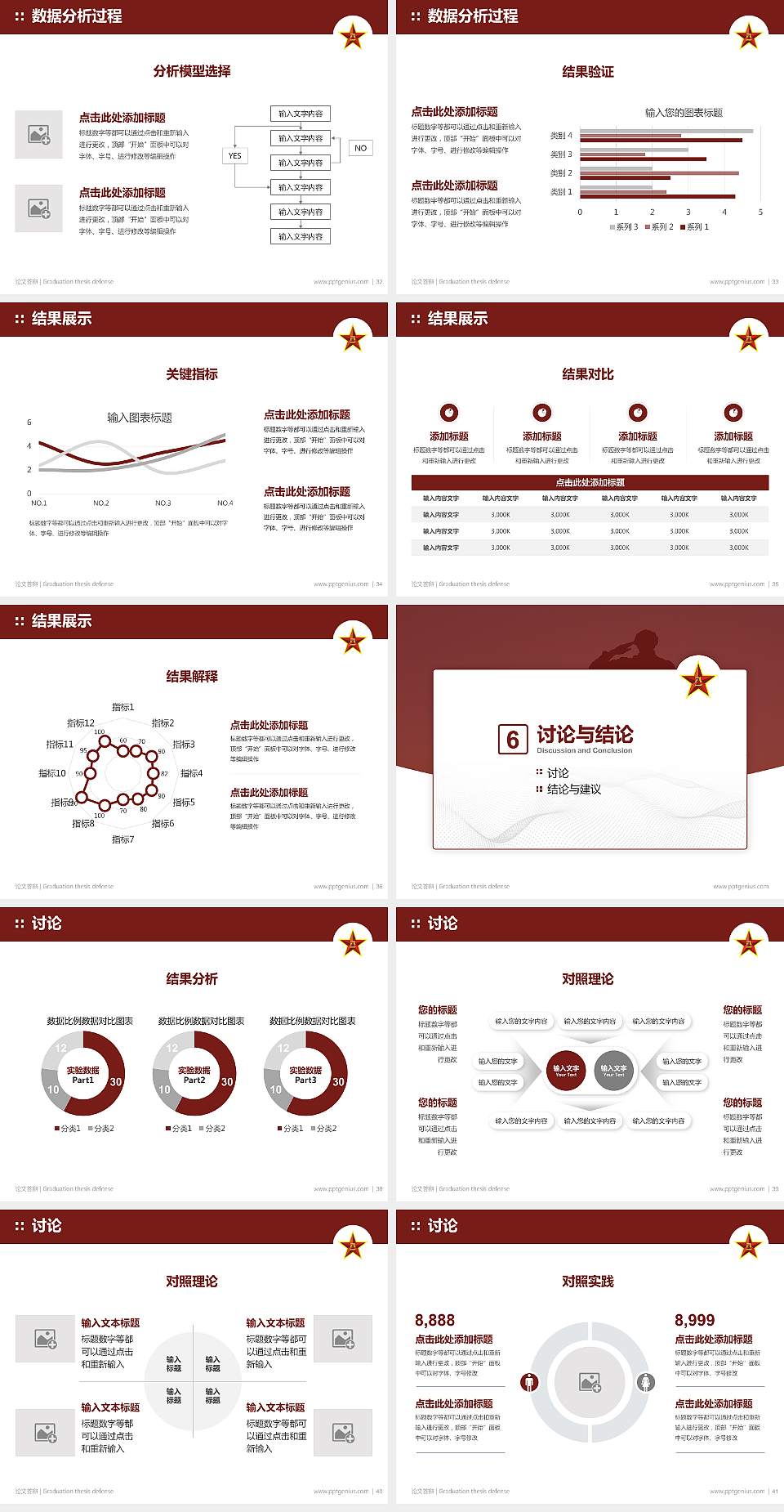 中国人民解放军西安通信学院论文答辩标准PPT模板4:3格式幻灯片预览图5