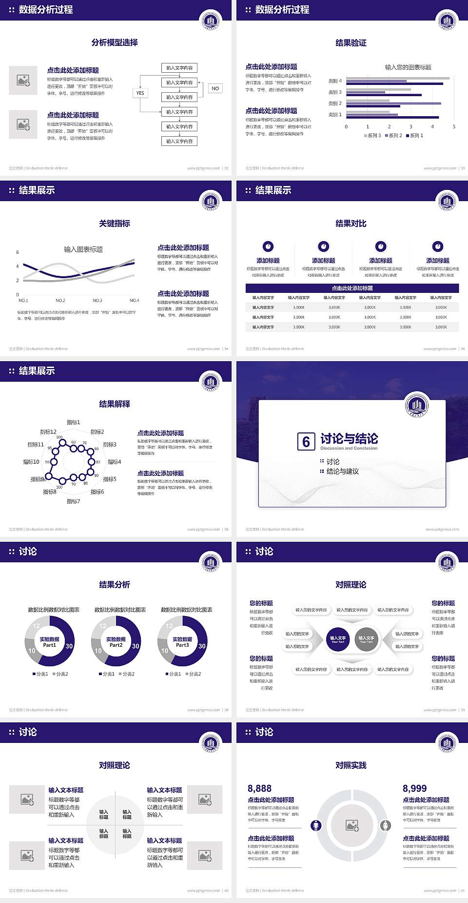 重庆工商大学论文答辩标准PPT模板4:3格式幻灯片预览图5