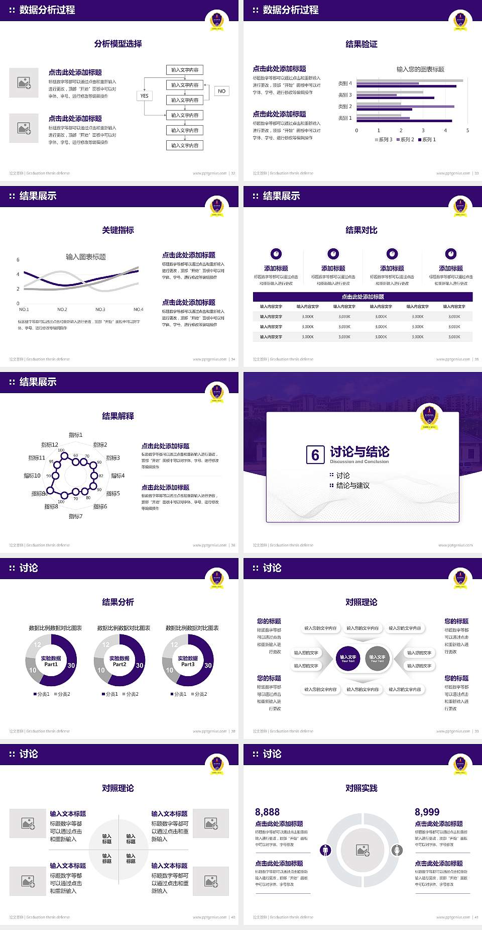 江西警察学院论文答辩标准PPT模板4:3格式幻灯片预览图5