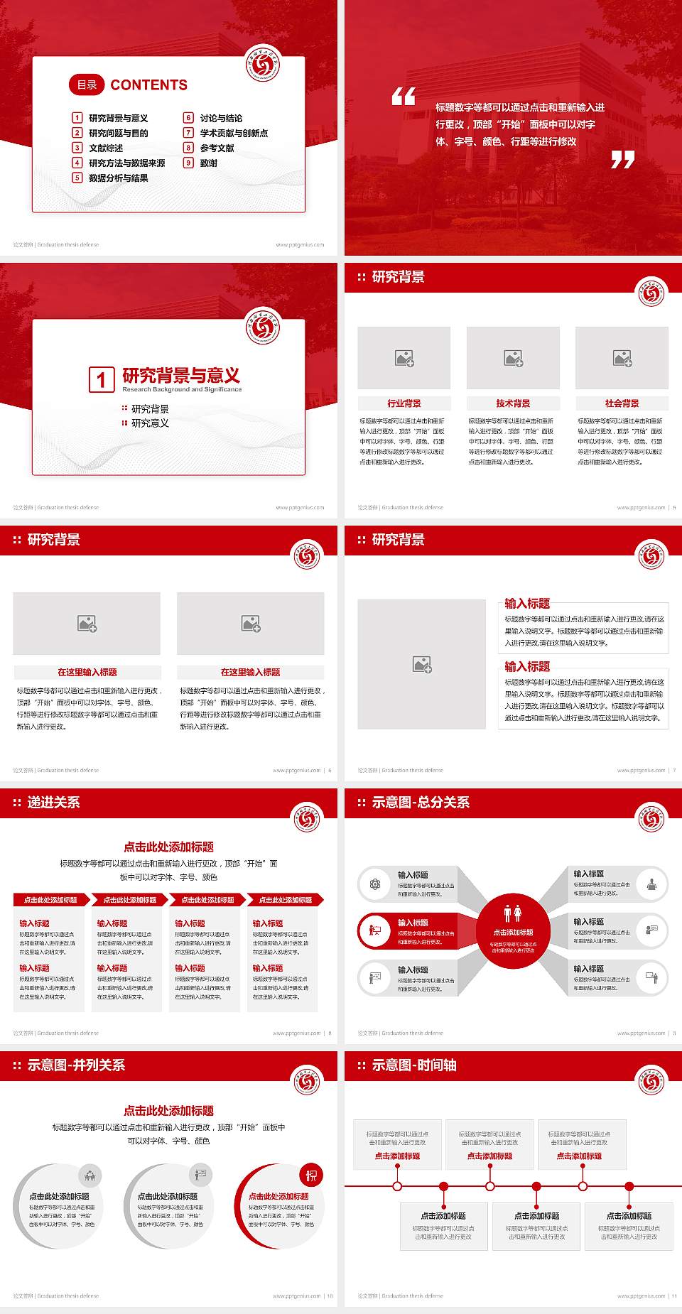 陕西服装工程学院论文答辩标准PPT模板4:3格式幻灯片预览图2