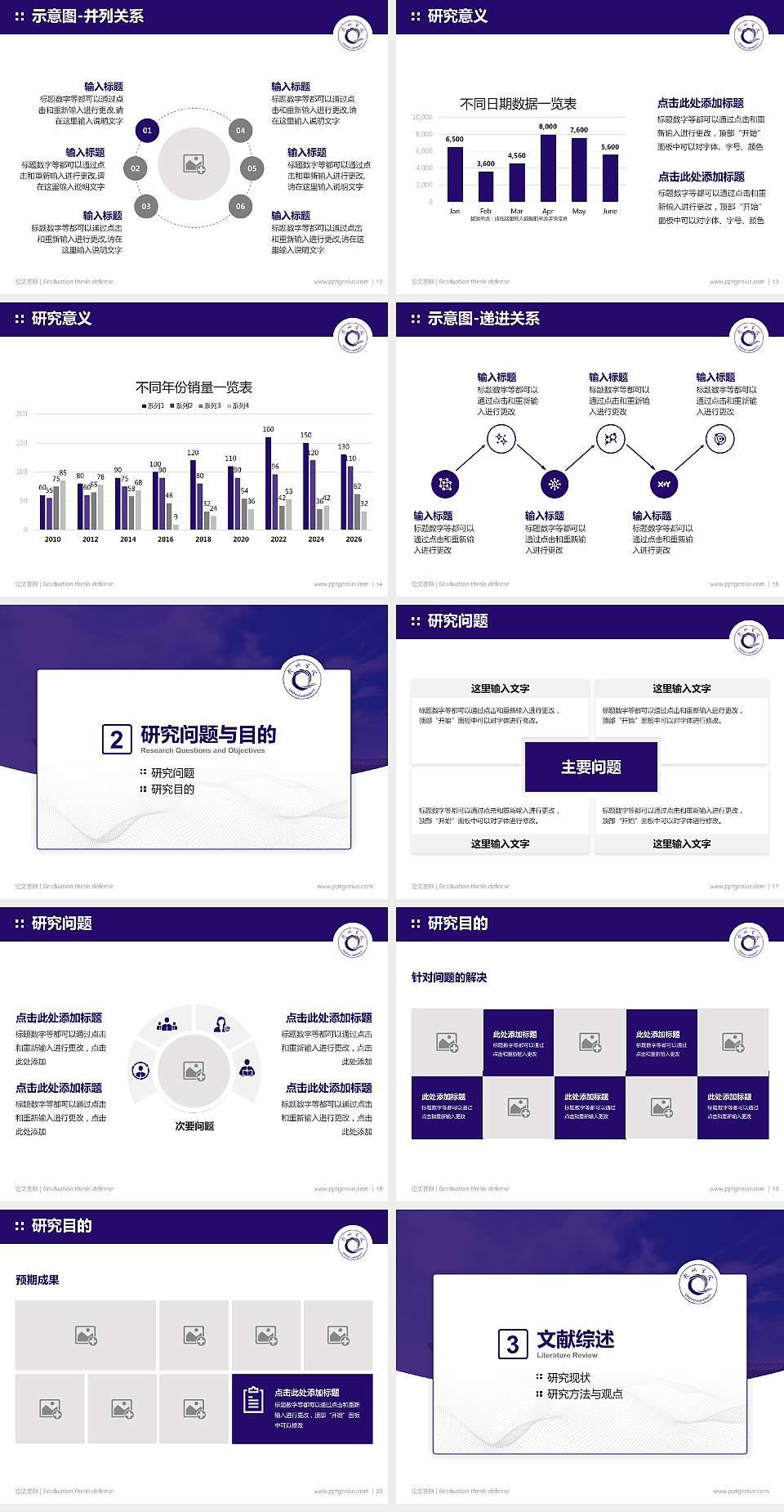 钦州学院论文答辩标准PPT模板4:3格式幻灯片预览图3