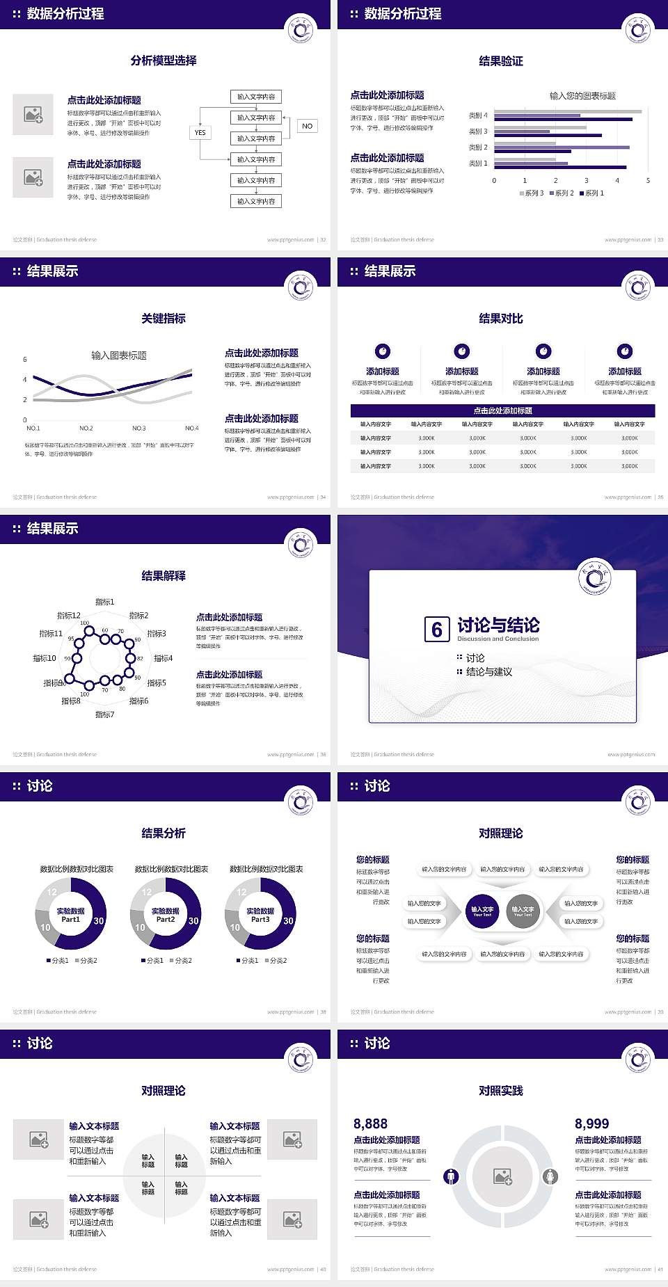 钦州学院论文答辩标准PPT模板4:3格式幻灯片预览图5