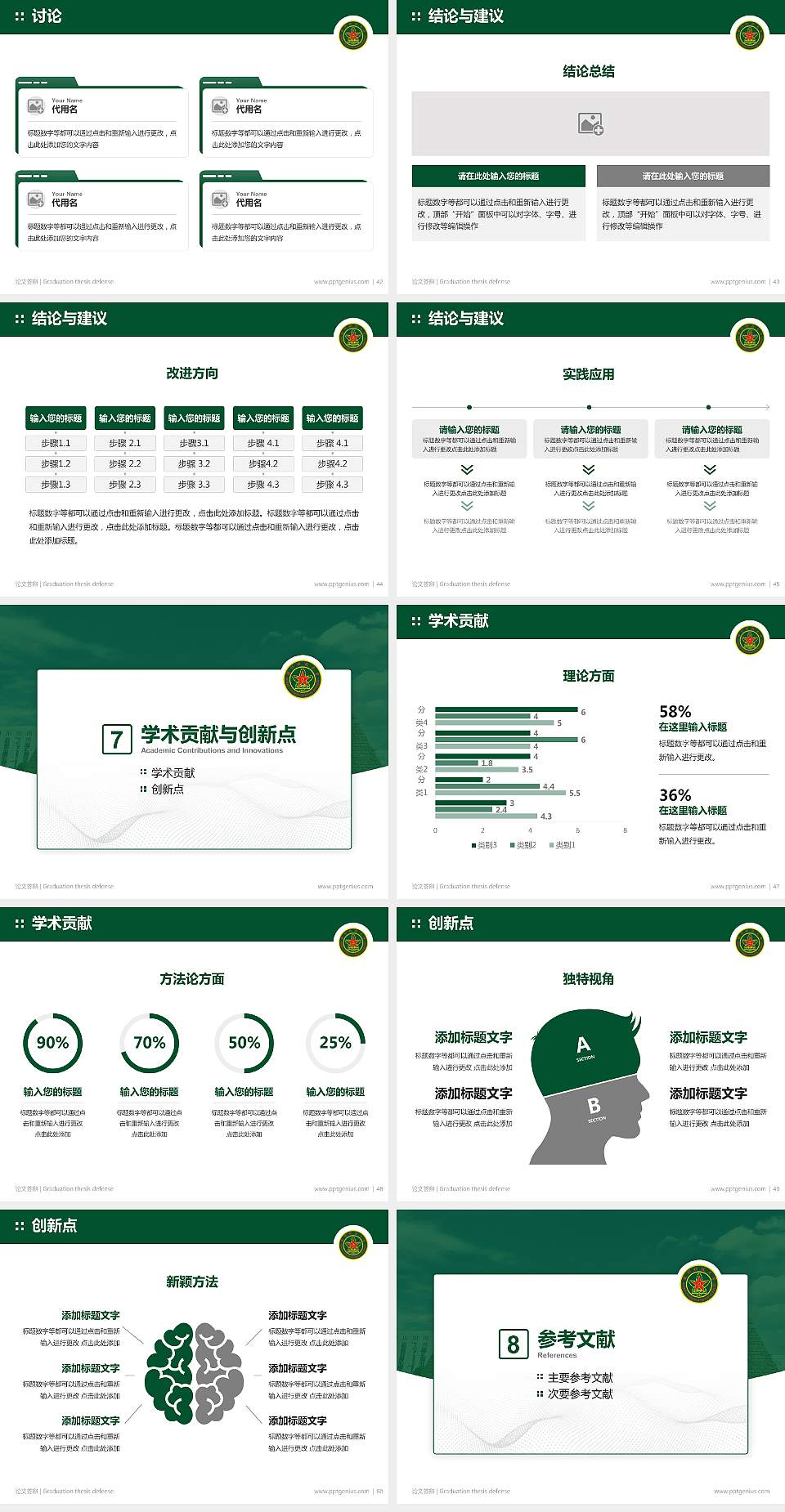 中国人民解放军国防科技大学论文答辩标准PPT模板4:3格式幻灯片预览图6