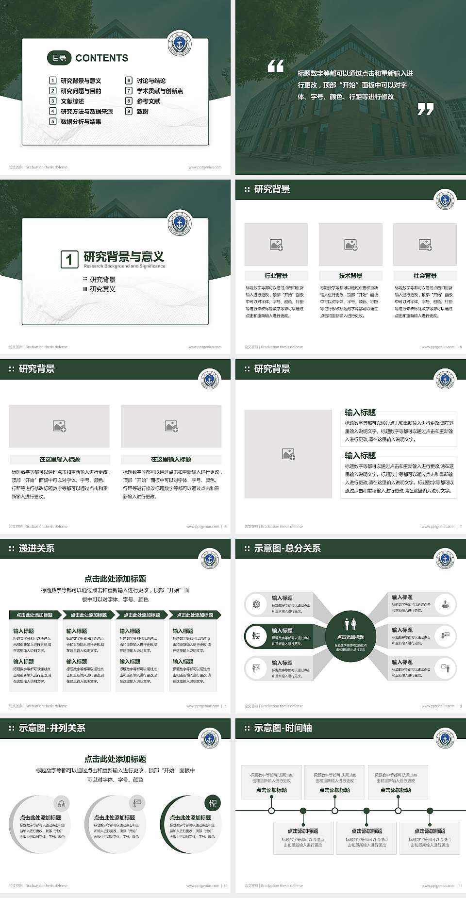 武警海警学院论文答辩标准PPT模板4:3格式幻灯片预览图2