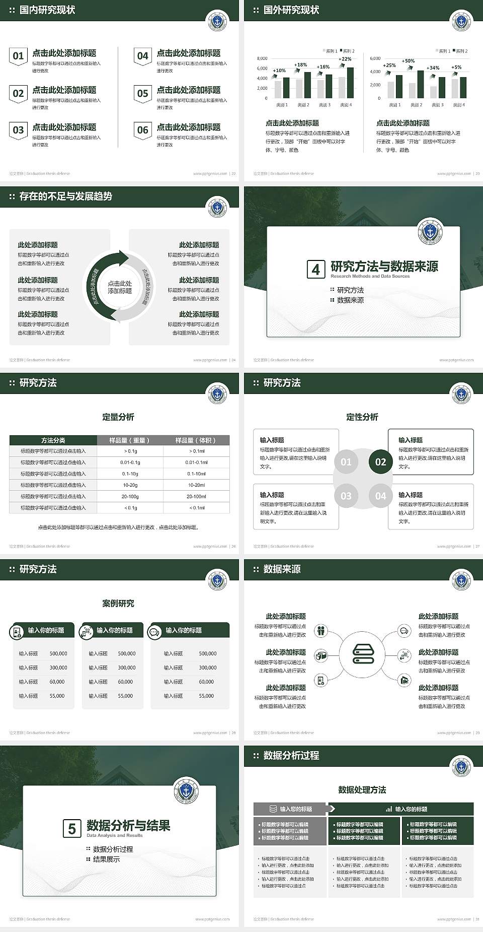 武警海警学院论文答辩标准PPT模板4:3格式幻灯片预览图4