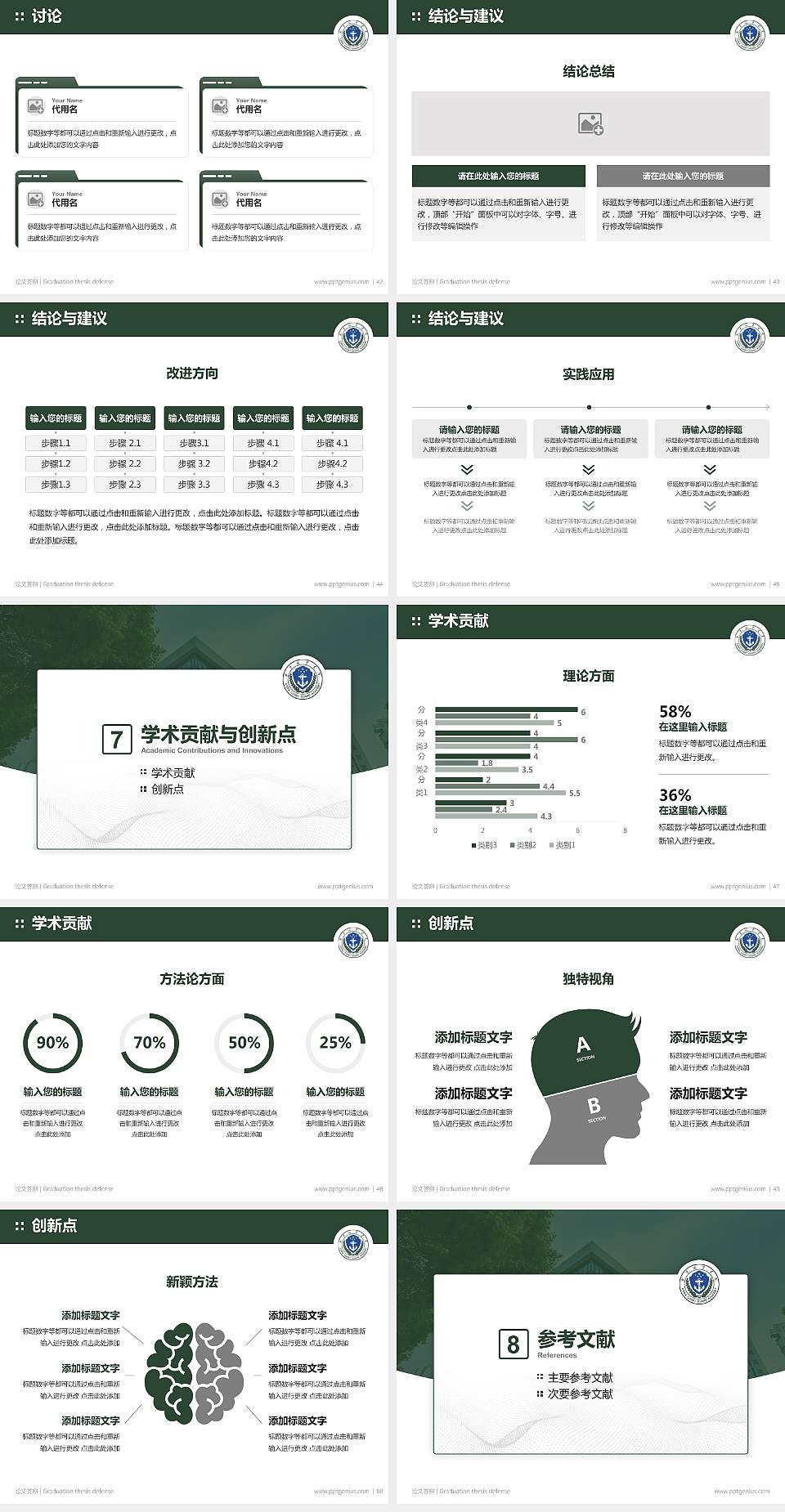 武警海警学院论文答辩标准PPT模板4:3格式幻灯片预览图6