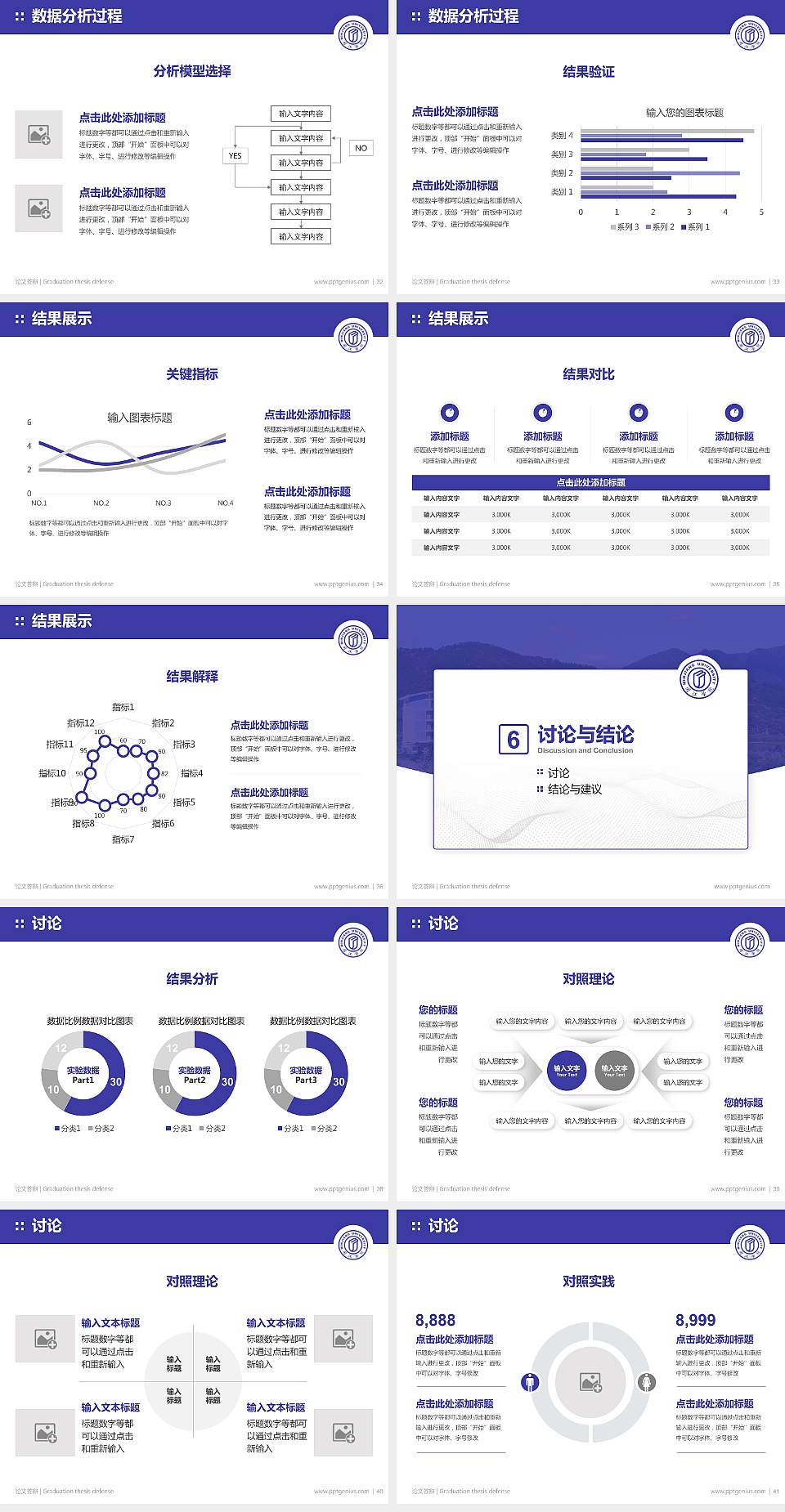 闽江学院论文答辩标准PPT模板4:3格式幻灯片预览图5