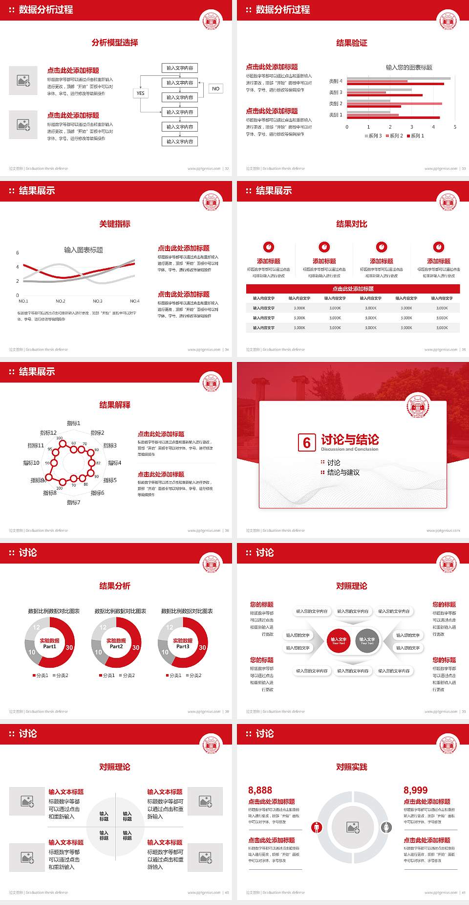 湖南大学论文答辩标准PPT模板4:3格式幻灯片预览图5
