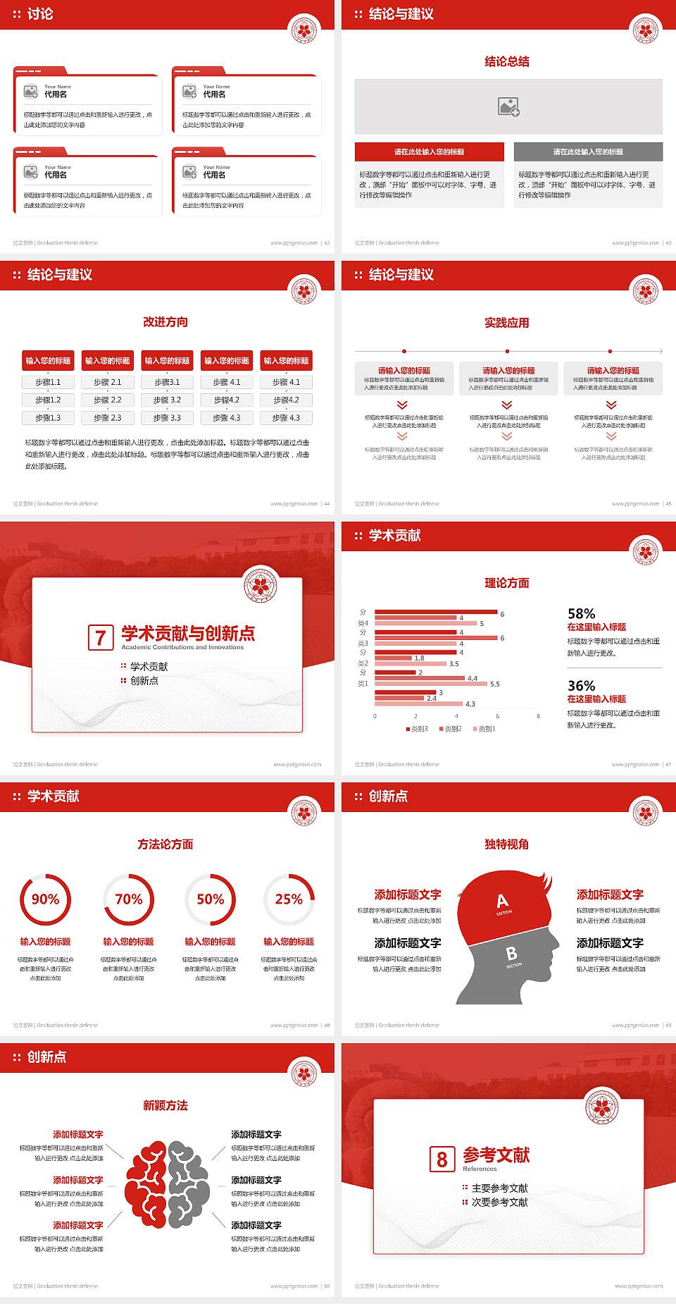 仙桃职业学院论文答辩标准PPT模板4:3格式幻灯片预览图6