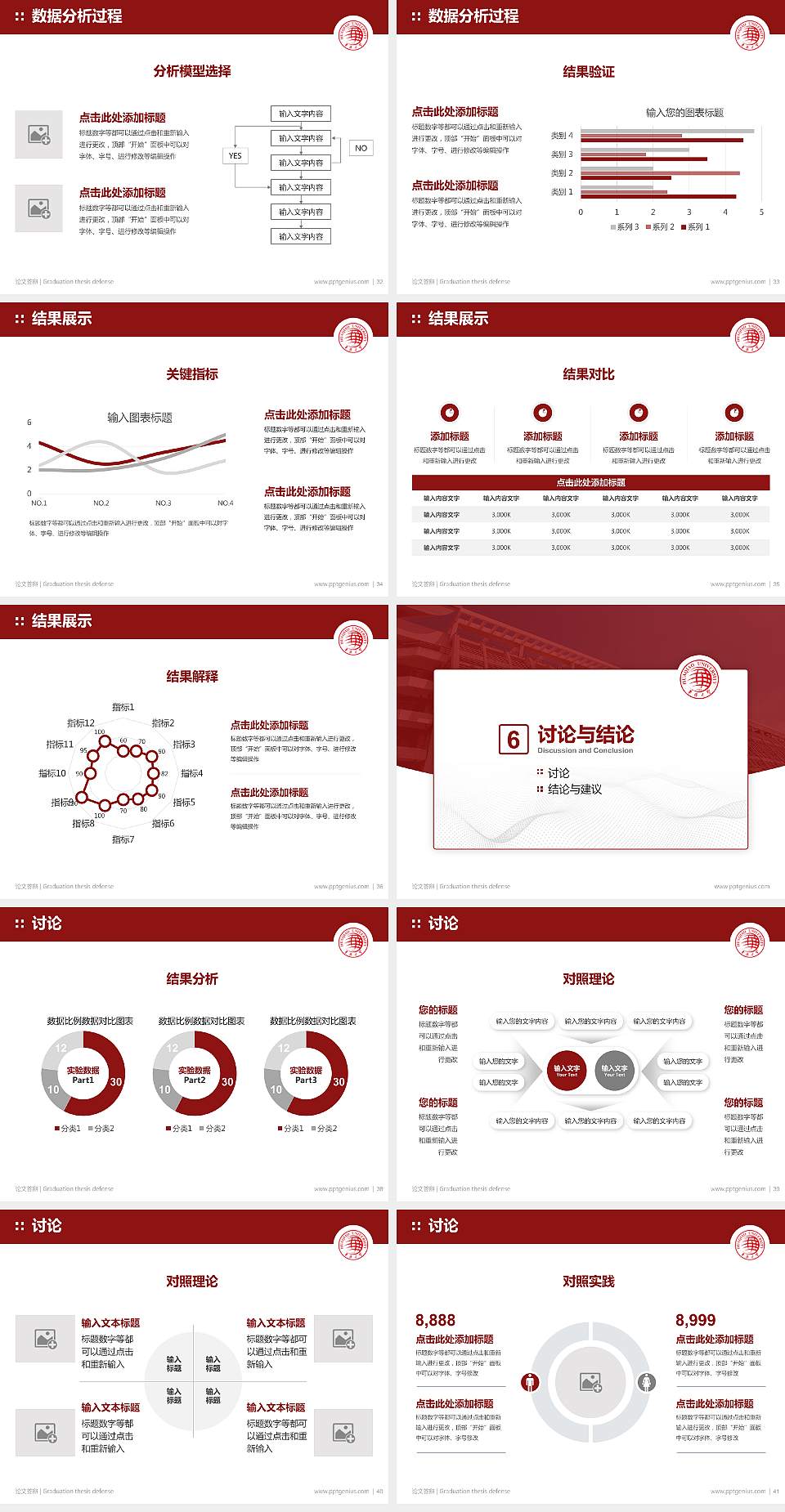 华侨大学论文答辩标准PPT模板4:3格式幻灯片预览图5