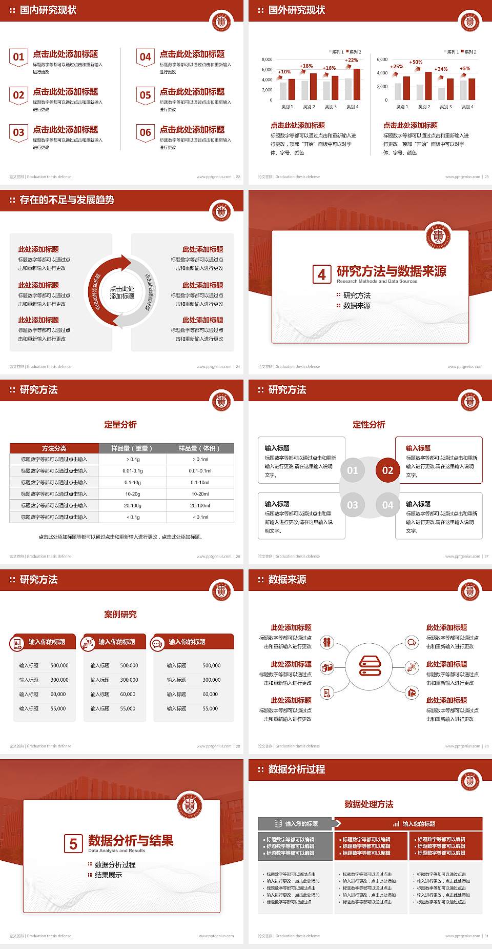 贵州大学论文答辩标准PPT模板4:3格式幻灯片预览图4