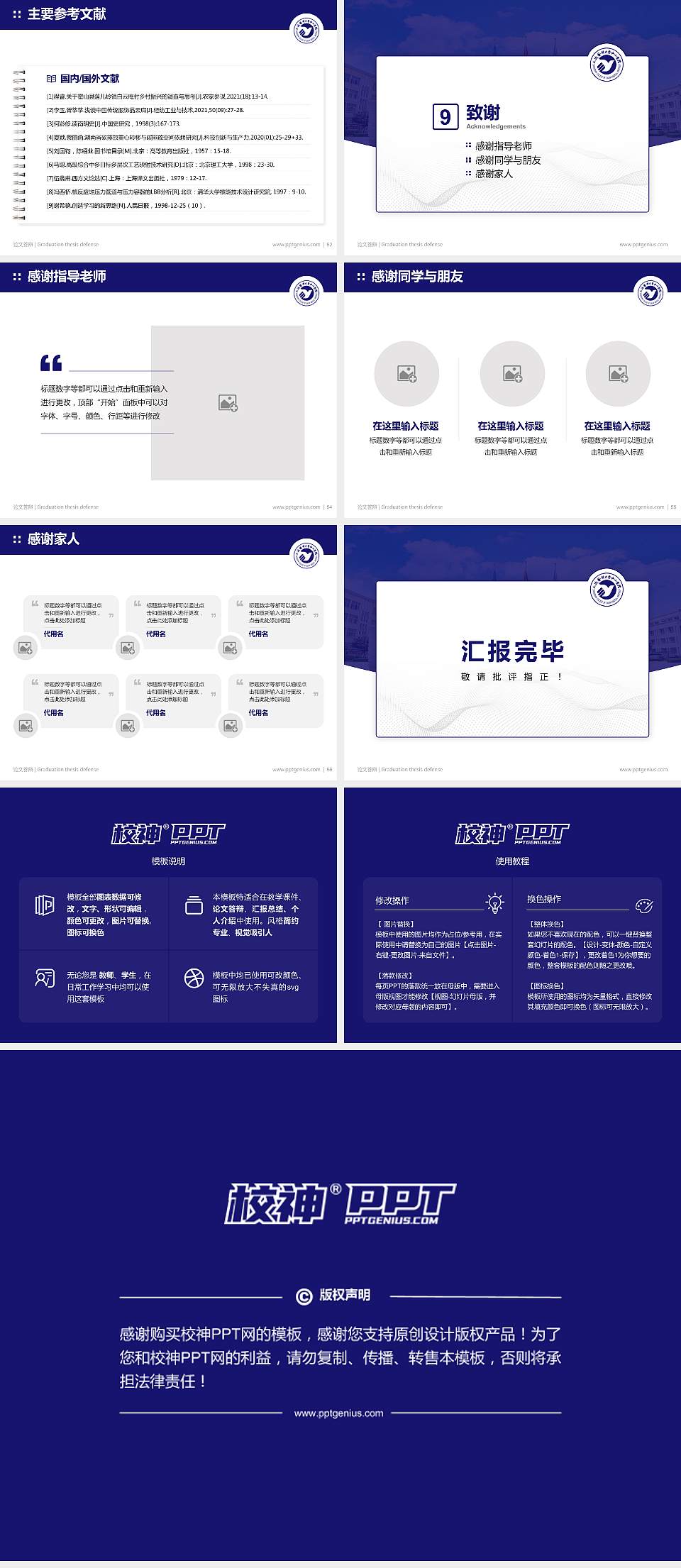 大连医科大学中山学院论文答辩标准PPT模板4:3格式幻灯片预览图7